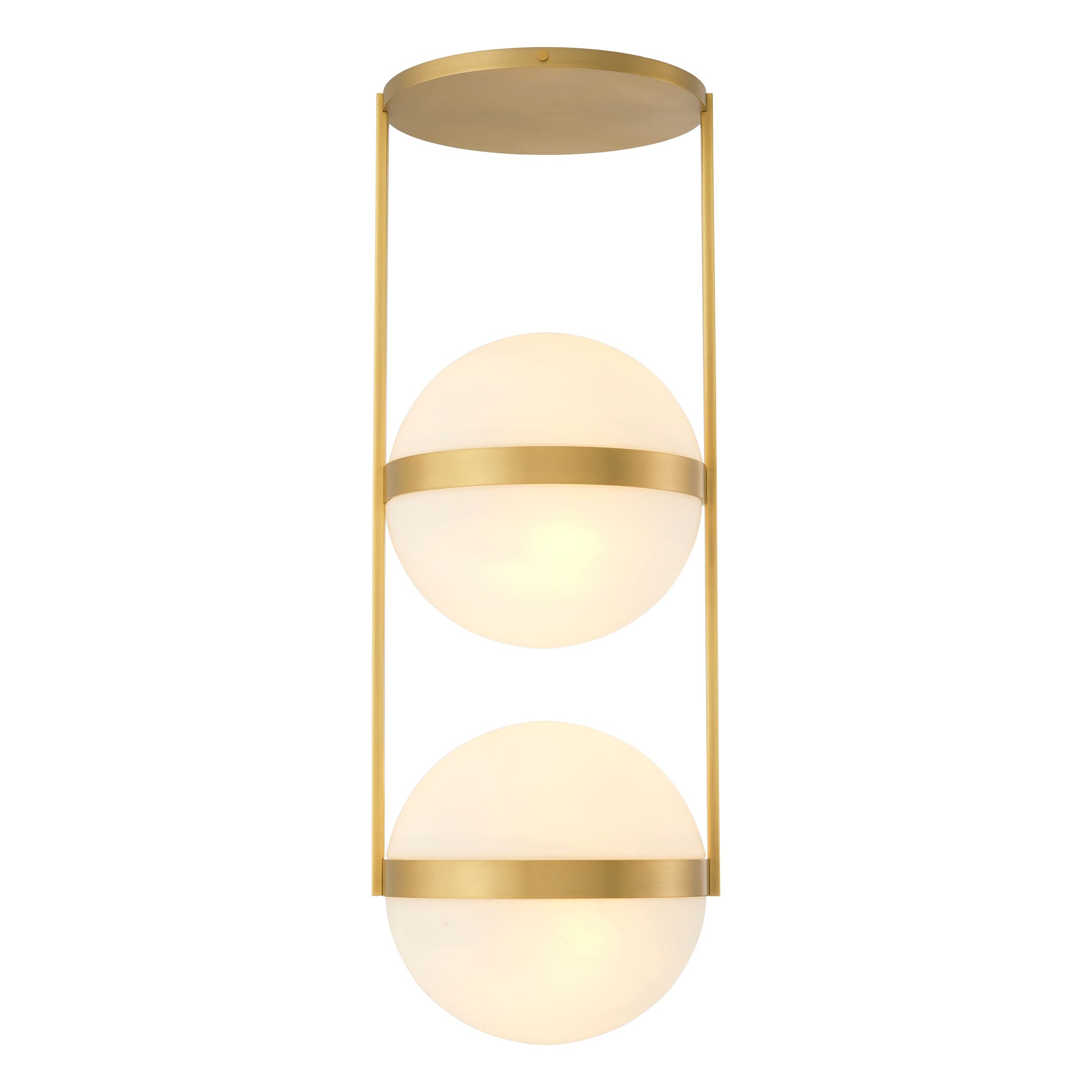 Eichholtz Deckenleuchte Dover – Antikmessing-Finish | Weißes Glas Deckenlampe Eichholtz