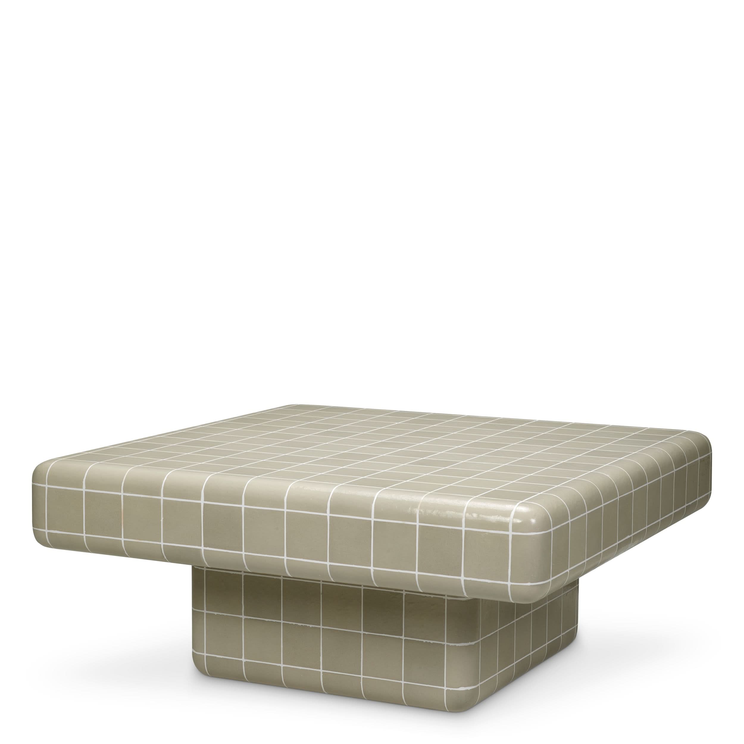 Eichholtz Outdoor Couchtisch Mateo – Hellgraue Glasur Outdoor Couchtisch eckig Eichholtz