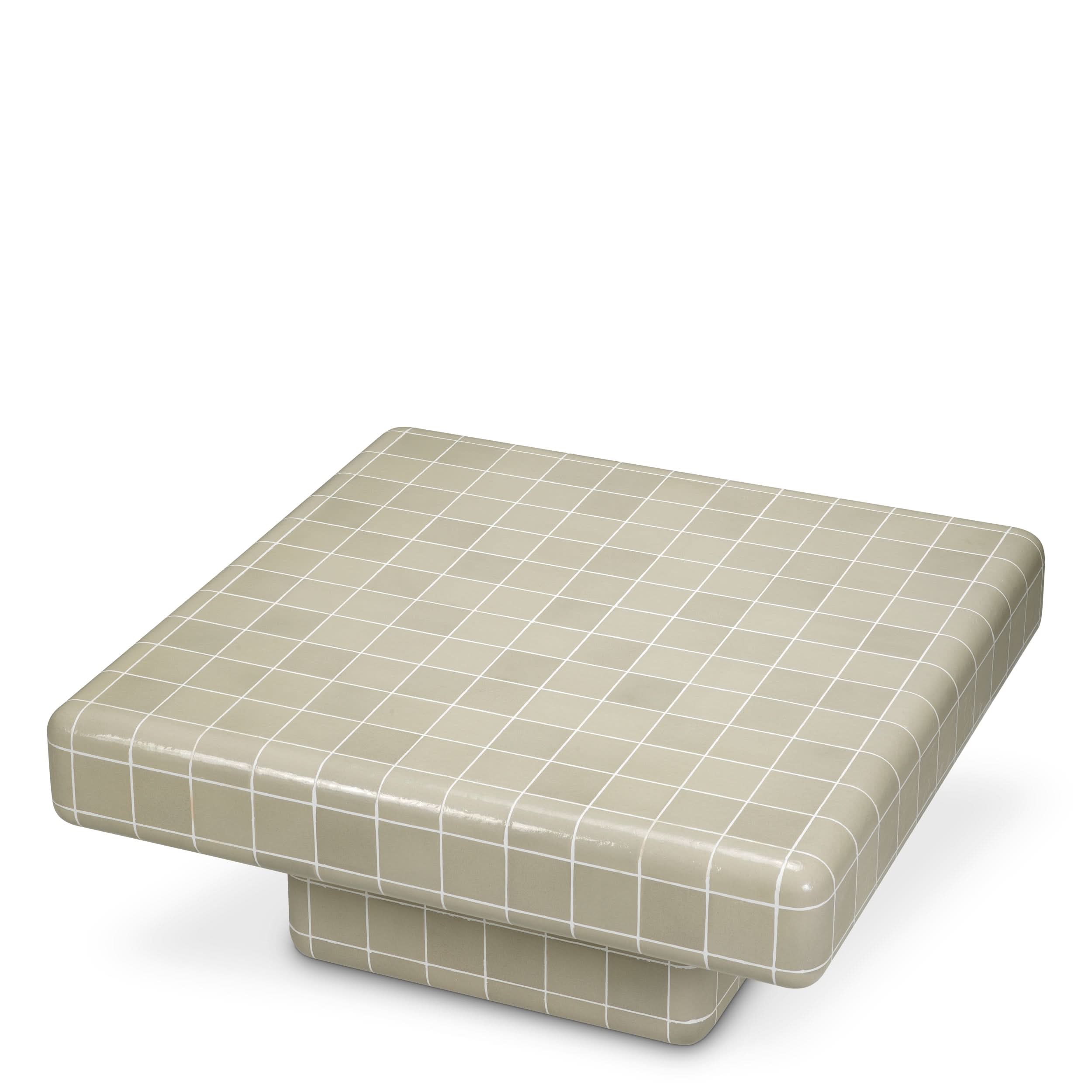 Eichholtz Outdoor Couchtisch Mateo – Hellgraue Glasur Outdoor Couchtisch eckig Eichholtz