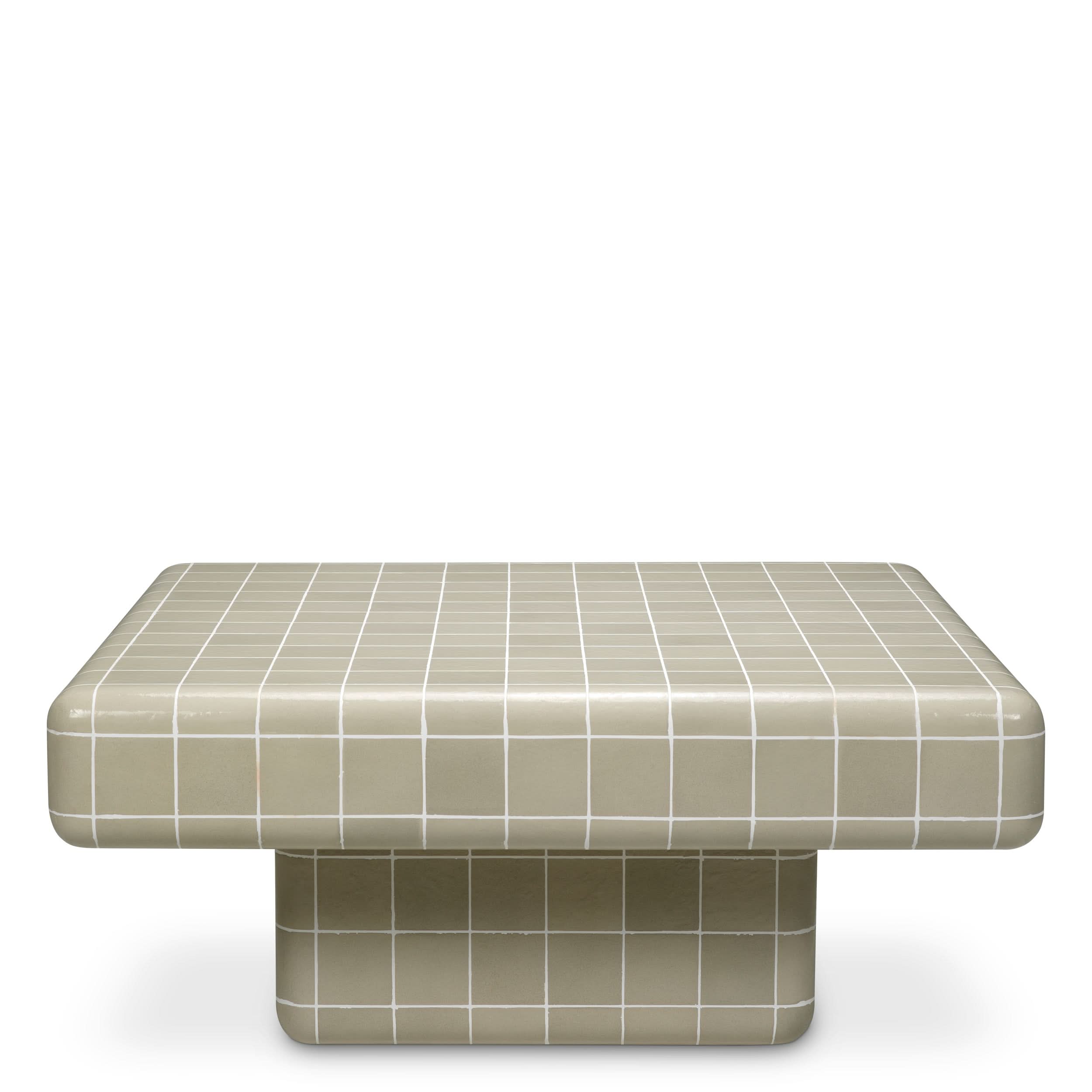 Eichholtz Outdoor Couchtisch Mateo – Hellgraue Glasur Outdoor Couchtisch eckig Eichholtz