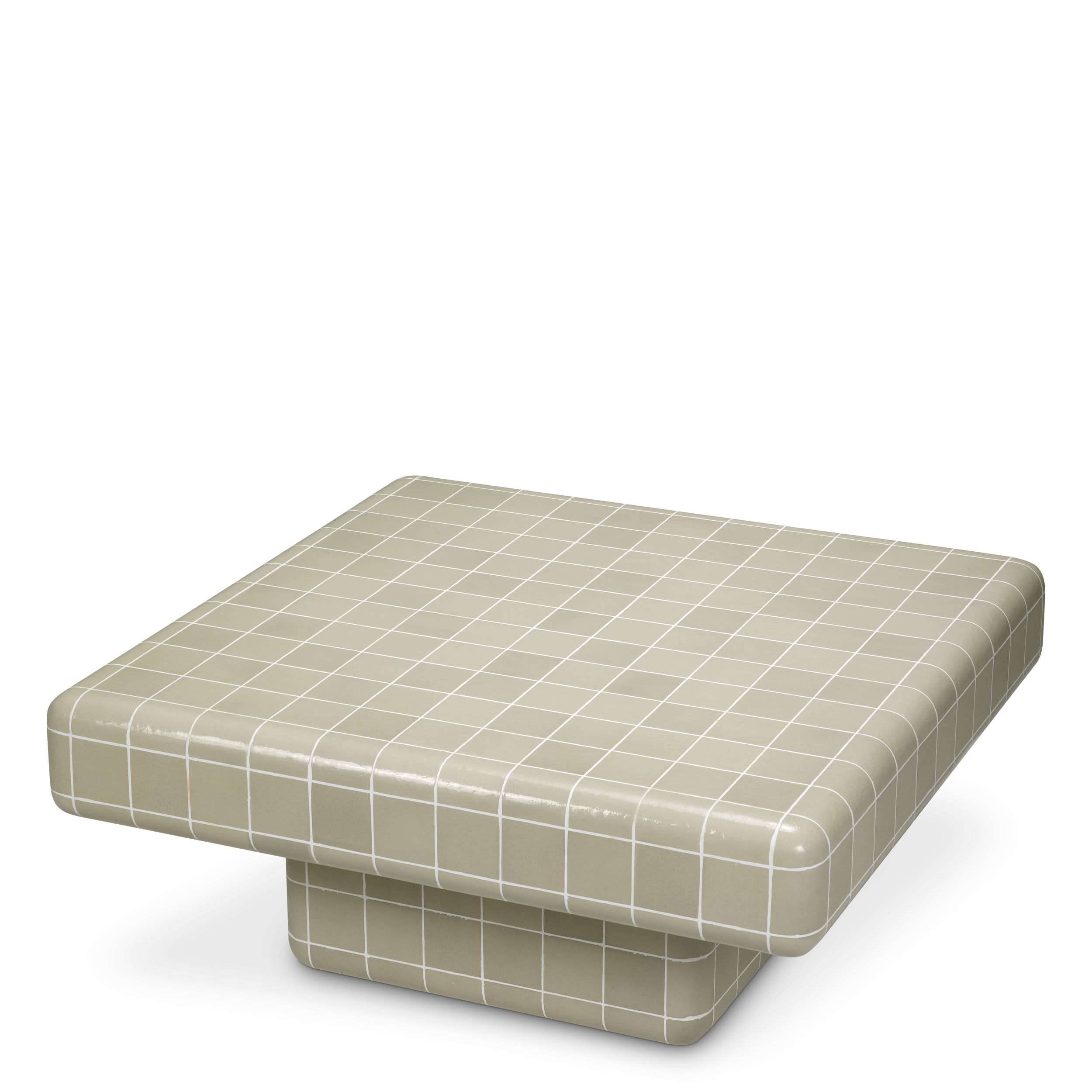 Eichholtz Outdoor Couchtisch Mateo – Hellgraue Glasur Outdoor Couchtisch eckig Eichholtz