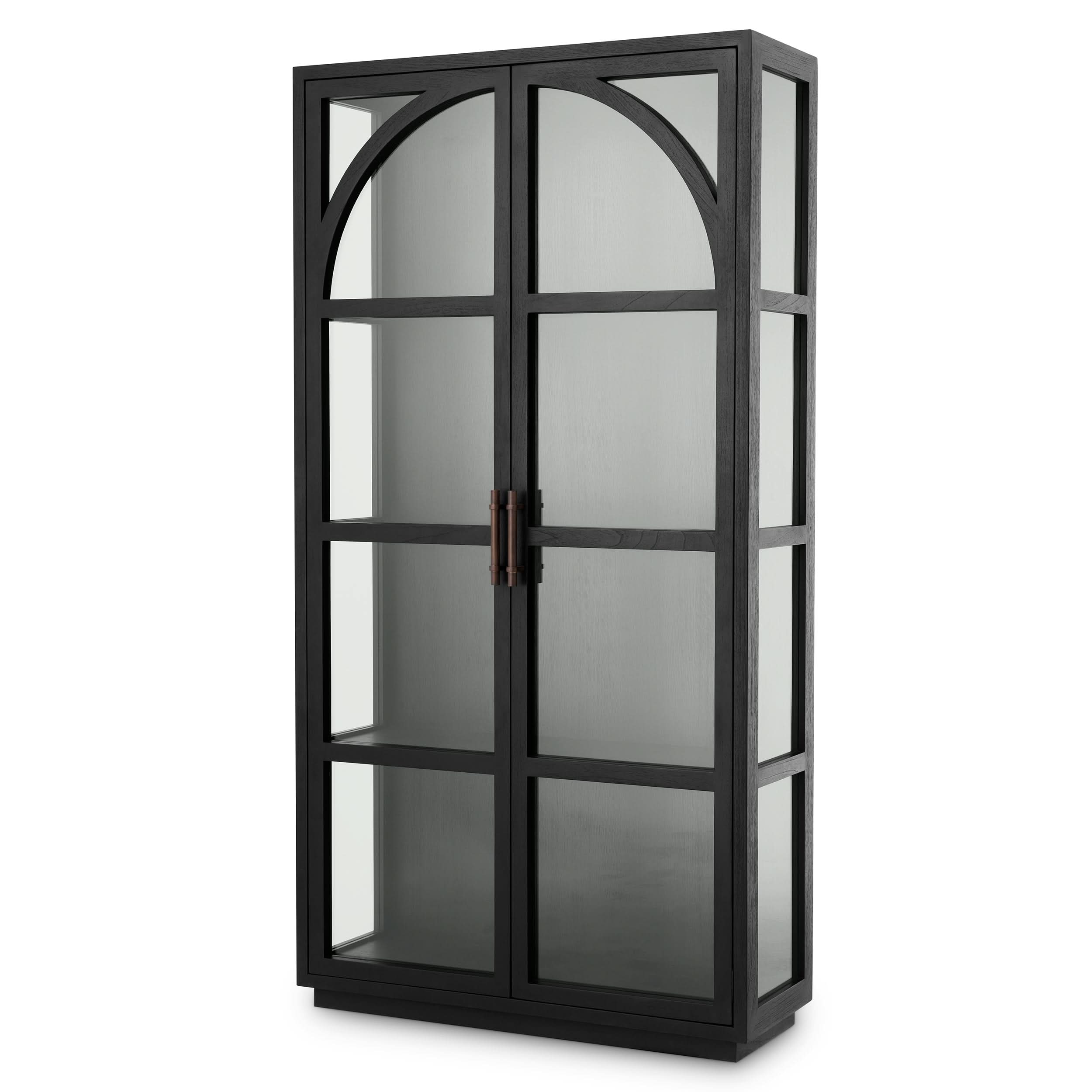 Eichholtz Kabinett San Bernardino - Classic Black Finish | Klarglas | Bronze Finish Vitrinenschrank Eichholtz