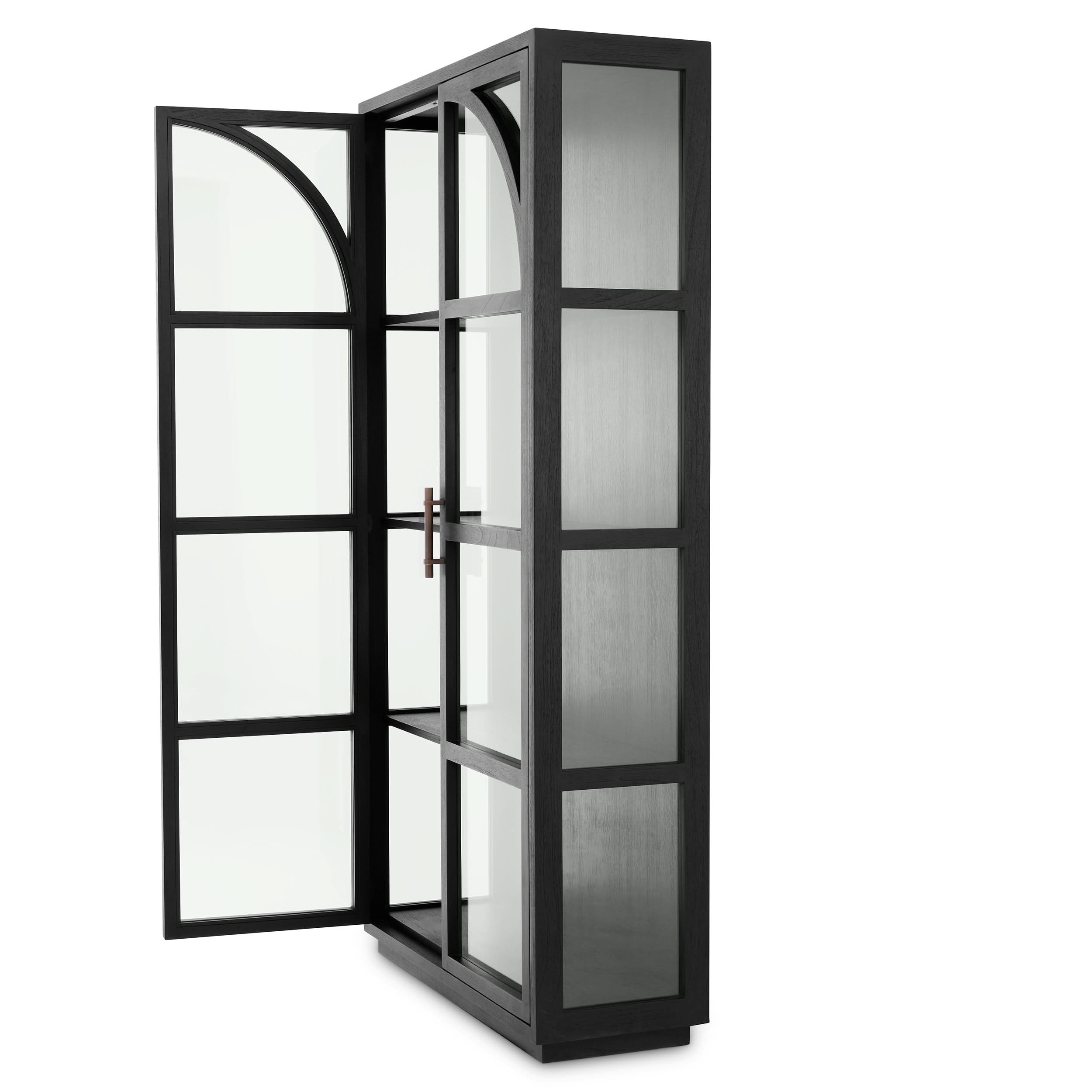 Eichholtz Kabinett San Bernardino - Classic Black Finish | Klarglas | Bronze Finish Vitrinenschrank Eichholtz