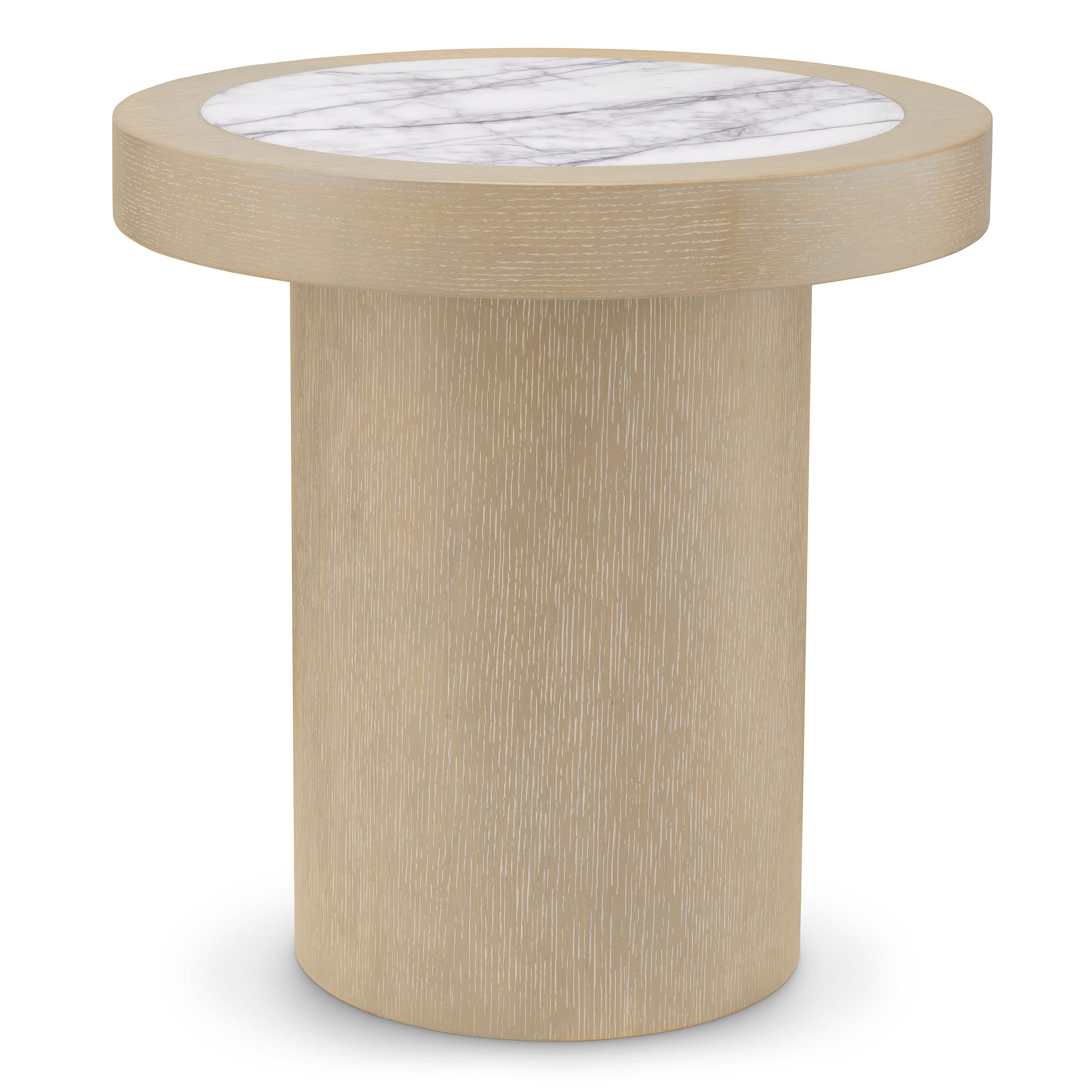 Eichholtz Beistelltisch Presedio – Washed Oak Furnier | Bianco Lilac Marmor Beistelltisch rund Eichholtz