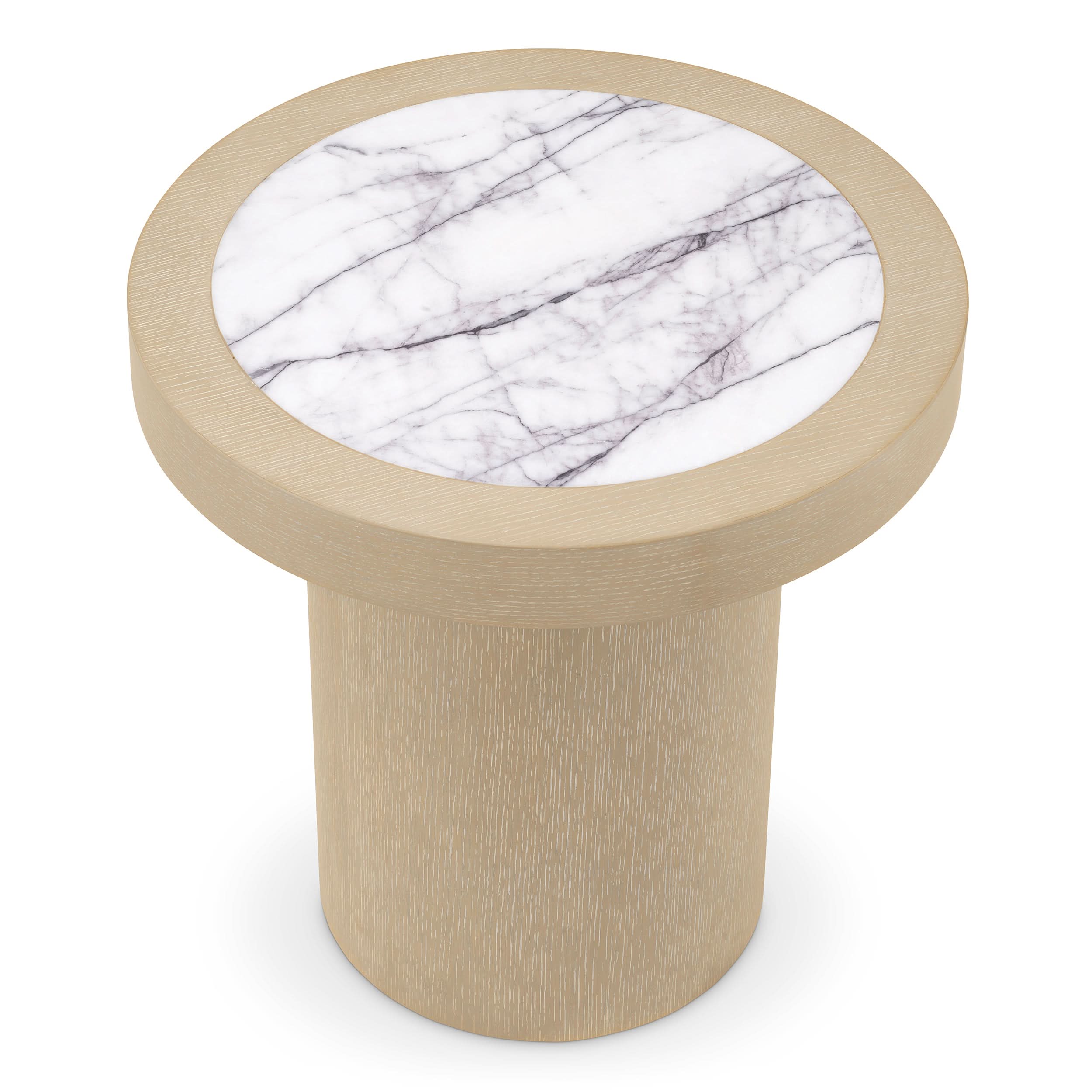 Eichholtz Beistelltisch Presedio – Washed Oak Furnier | Bianco Lilac Marmor Beistelltisch rund Eichholtz