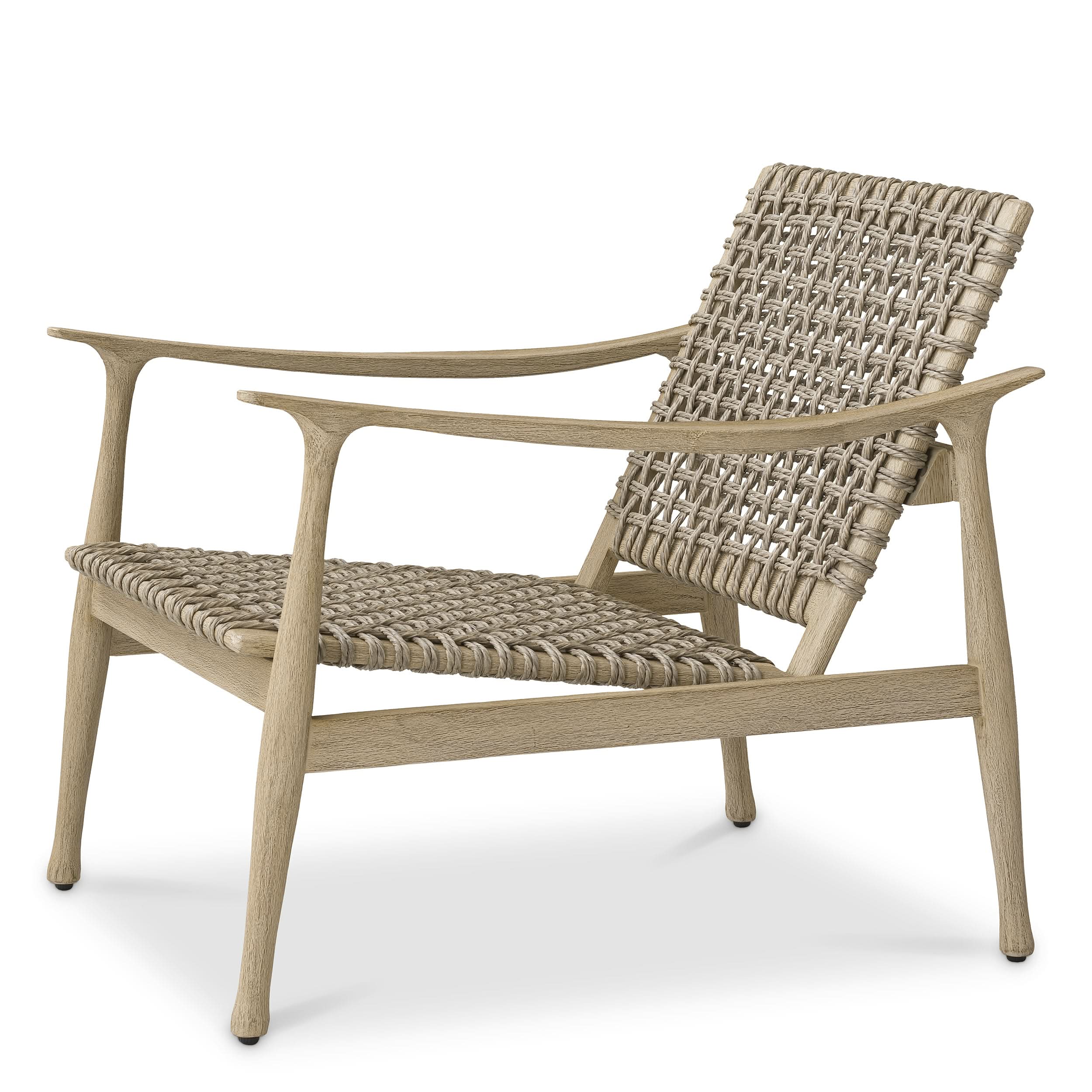 Eichholtz Outdoor Sessel Manzo – Aged Teak | Greige Rope Outdoor Sessel Eichholtz