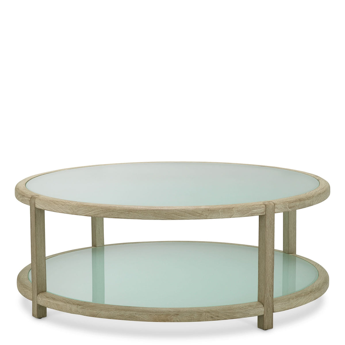 Eichholtz Outdoor Couchtisch Anthony – Gealtertes Teakholz | Milchglas Outdoor Couchtisch rund Eichholtz
