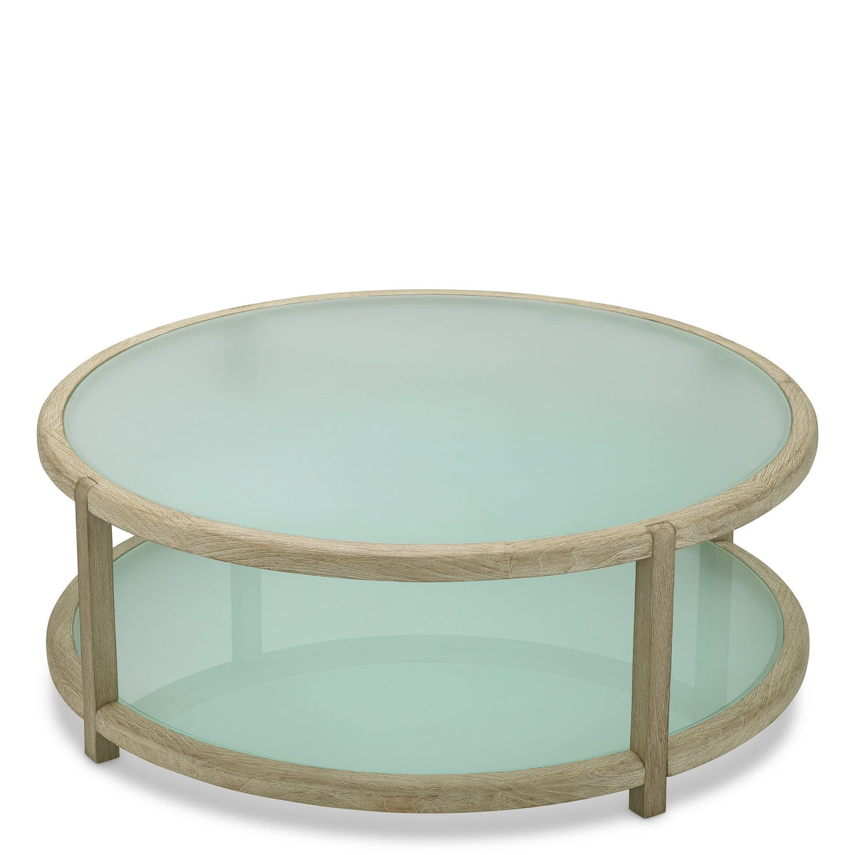 Eichholtz Outdoor Couchtisch Anthony – Gealtertes Teakholz | Milchglas Outdoor Couchtisch rund Eichholtz