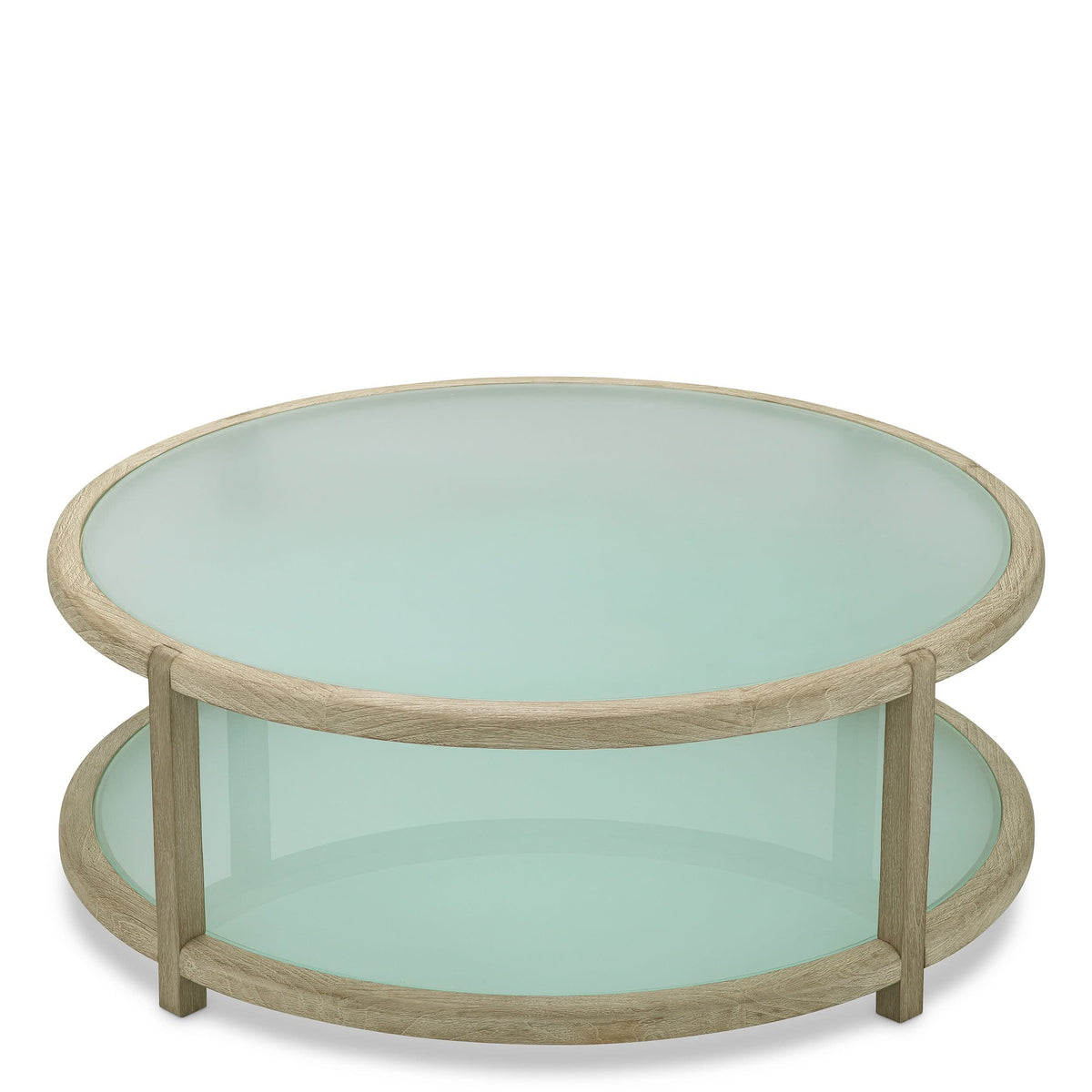 Eichholtz Outdoor Couchtisch Anthony – Gealtertes Teakholz | Milchglas Outdoor Couchtisch rund Eichholtz