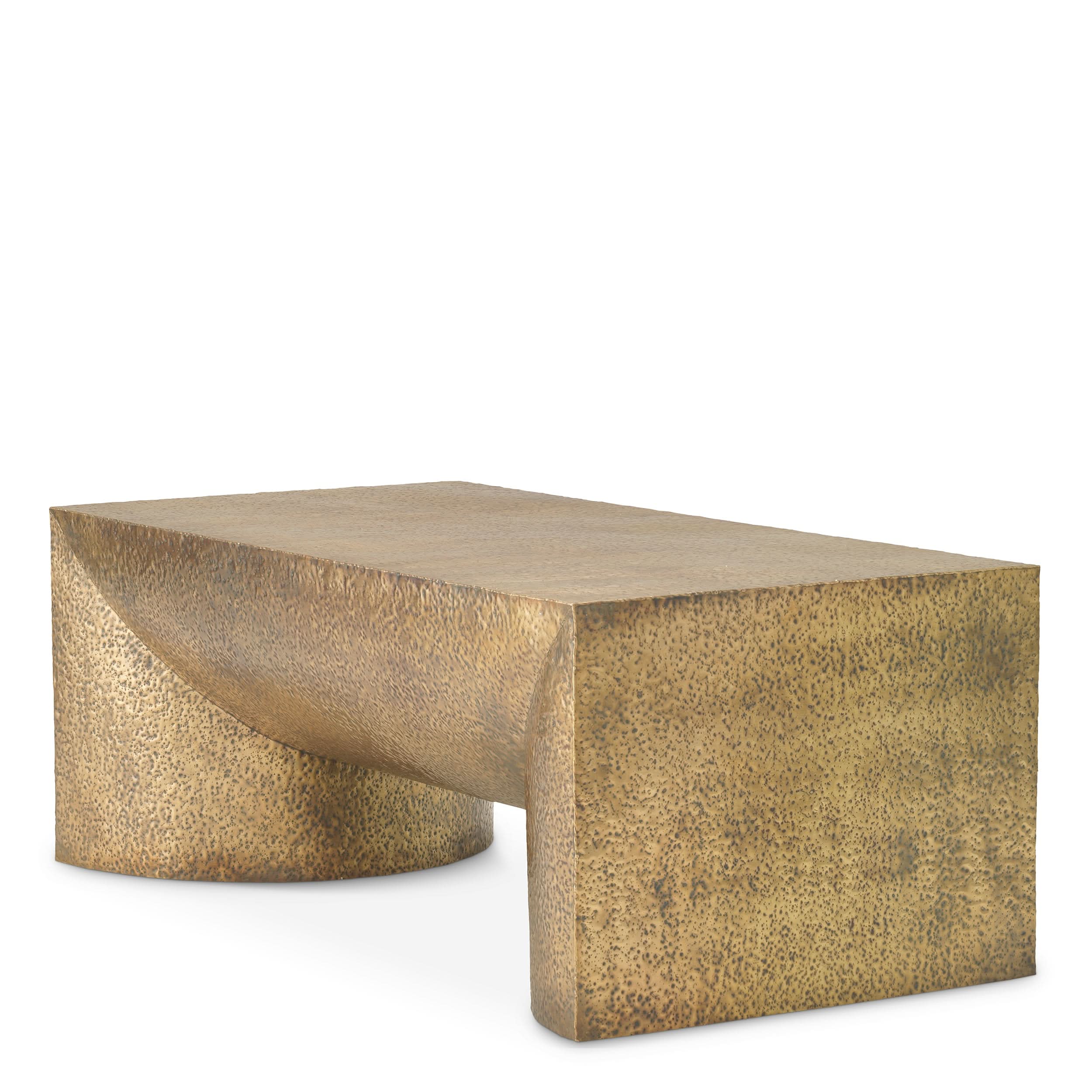 Eichholtz Couchtisch Drayton – gehämmertes Vintage-Messing Couchtisch eckig Eichholtz