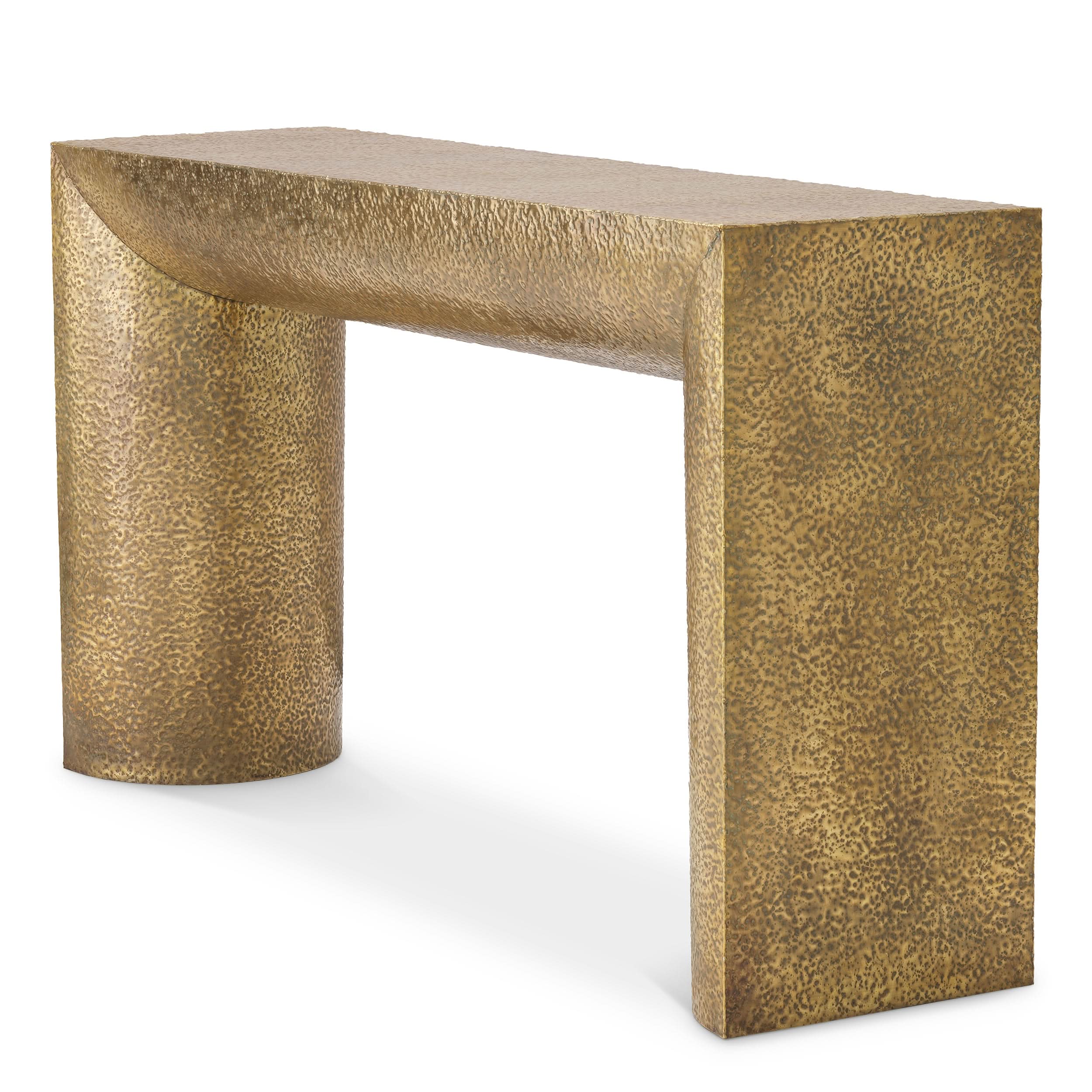 Eichholtz Konsole Drayton – gehämmertes Vintage-Messing Konsolentisch Eichholtz