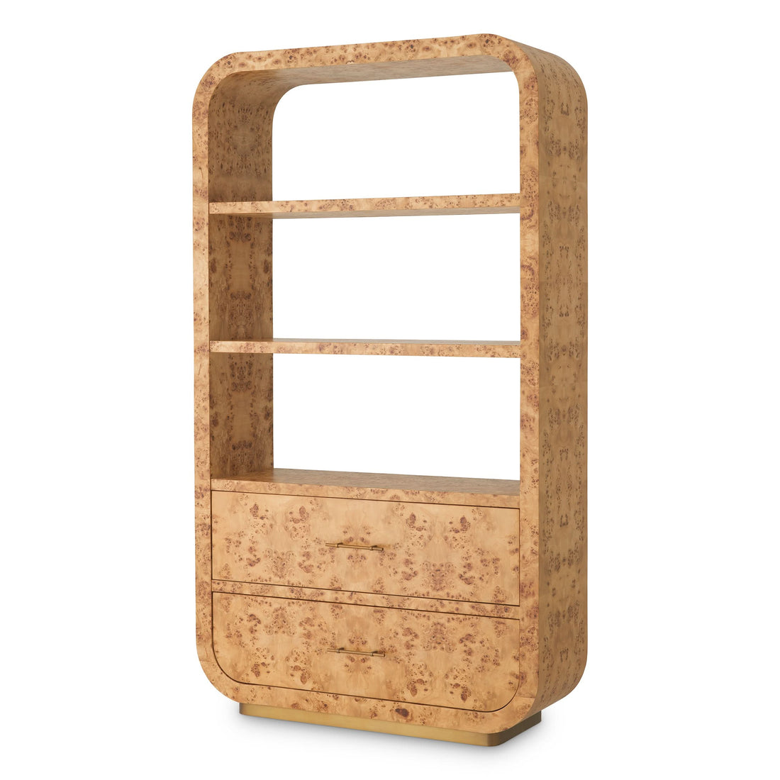 Eichholtz Schrank Quinton – Mappa-Wurzelfurnier in Hellbraun | Antik-Messing Offenes Regal Eichholtz