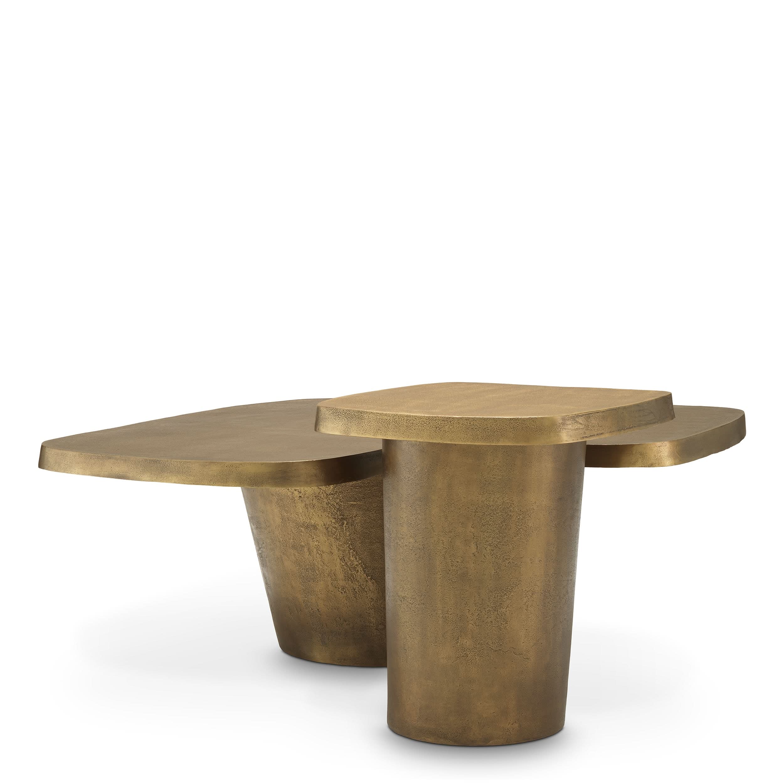 Eichholtz Coffee Table Pierro Set aus 2 – Vintage Brass Finish 2er-Set Couchtisch Eichholtz