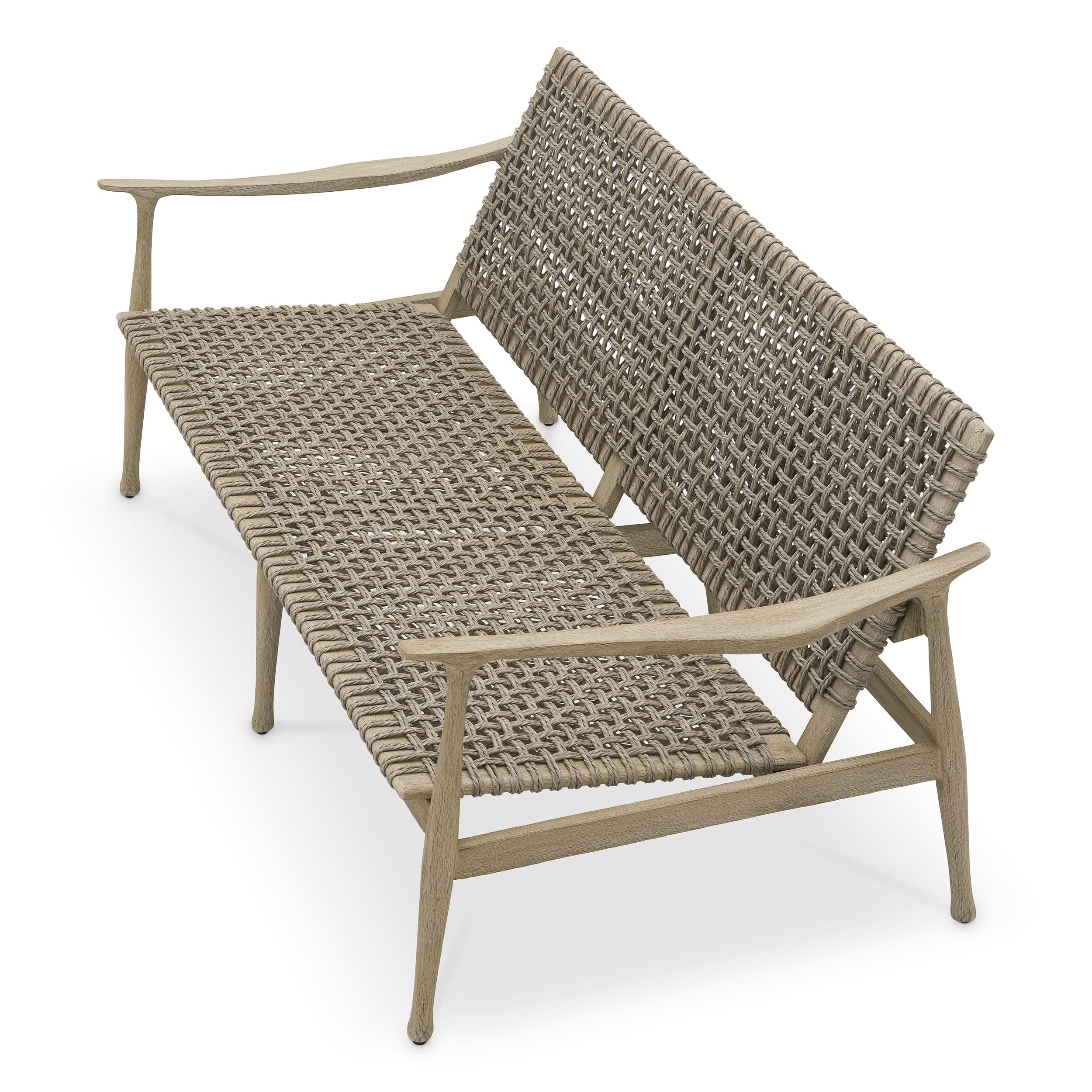 Eichholtz Outdoor Sofa Manzo – Aged Teak | Greige Rope Outdoor Sofa Eichholtz