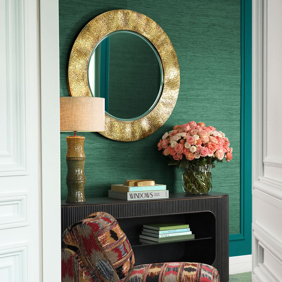 Eichholtz Kommode Bogota – Eichenfurnier Anthrazitgrau | Gerippte Front Sideboard Eichholtz