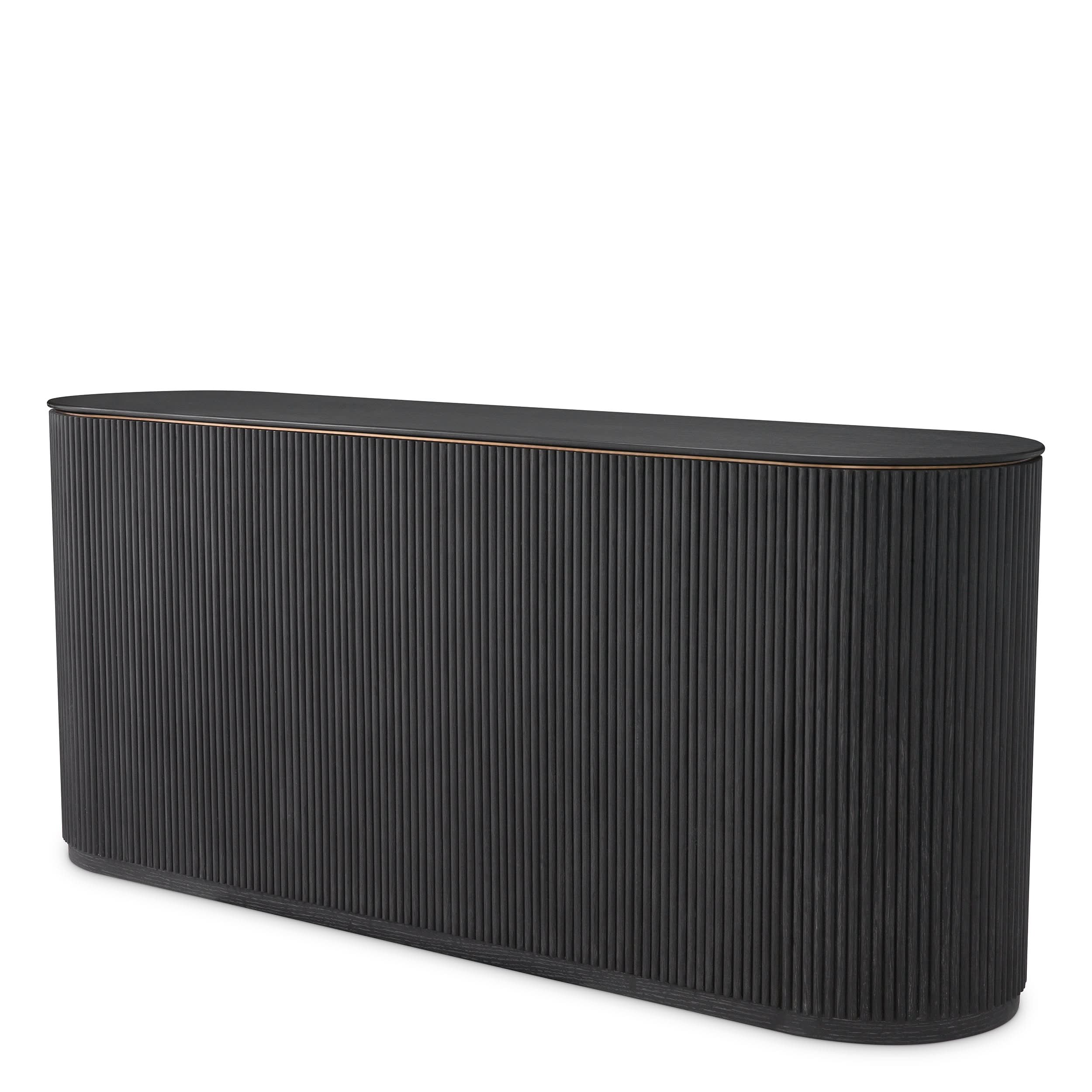 Eichholtz Kommode Bogota – Eichenfurnier Anthrazitgrau | Gerippte Front Sideboard Eichholtz
