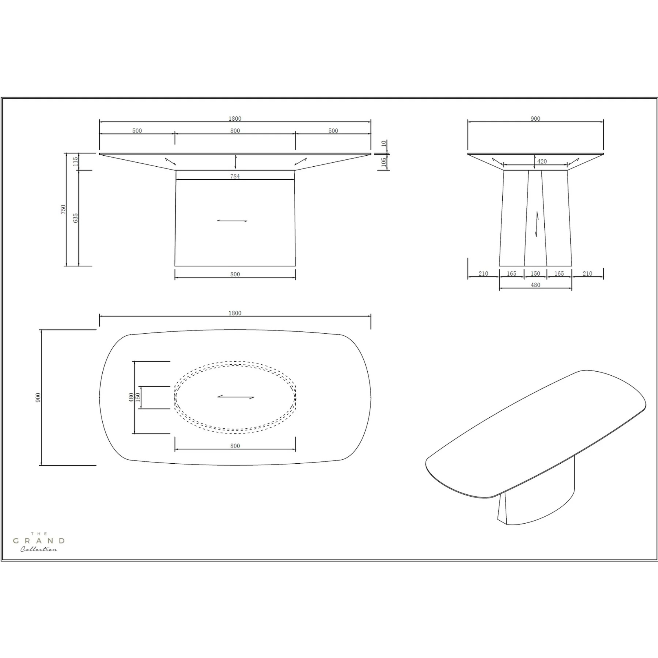 The Grand AMALFI Esstisch rechteckig 300cm Esstisch rund The Grand Collection