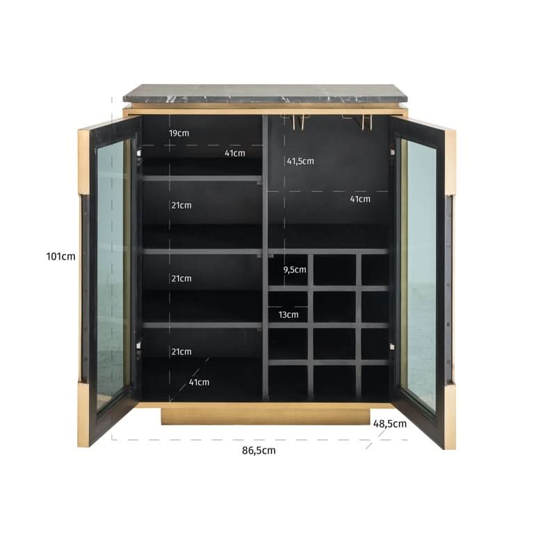 Richmond Interiors Sideboard Finsbury – 2-türig in Black/Gold Sideboard Richmond Interiors