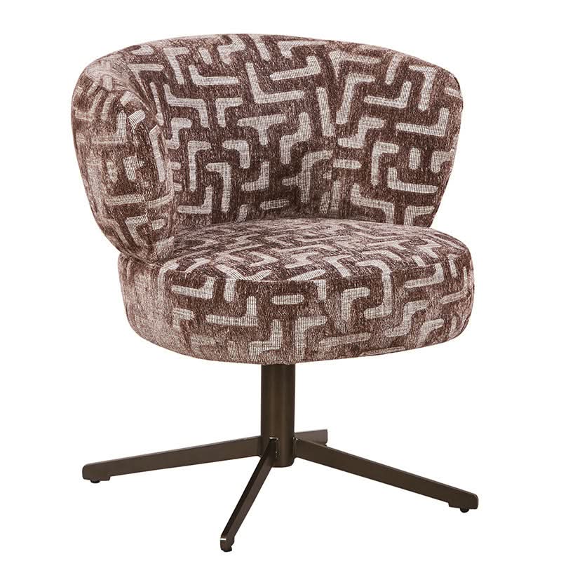 Pole to Pole Atlas Drehbarer Esszimmerstuhl mit Armlehnen (2er-Set) Maze Brown | Messingfarbener Drehfuß 2er-Set Esszimmerstühle Pole to Pole