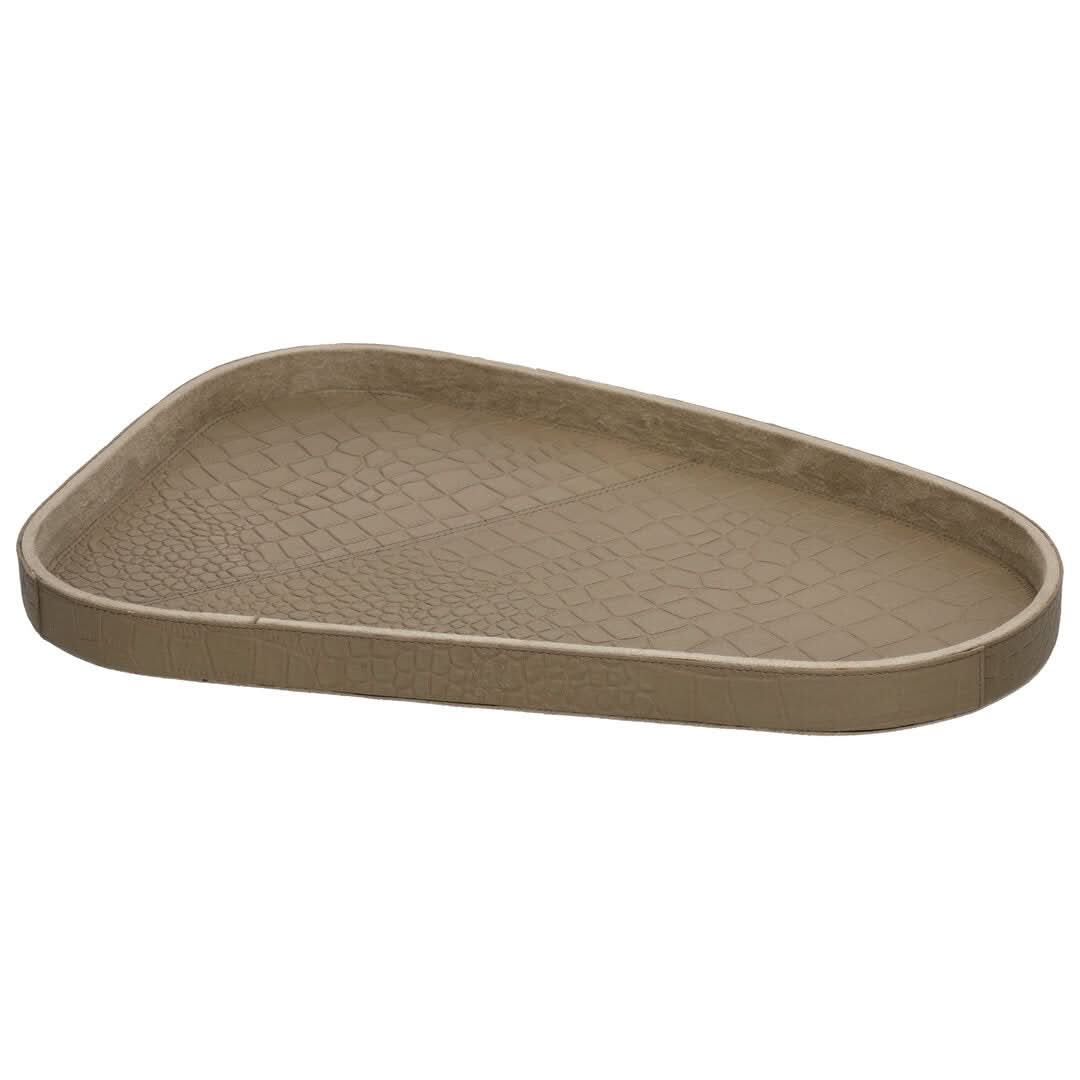 Leder Deko-Tablett organisch croco - taupe Deko-Tablett Chamada