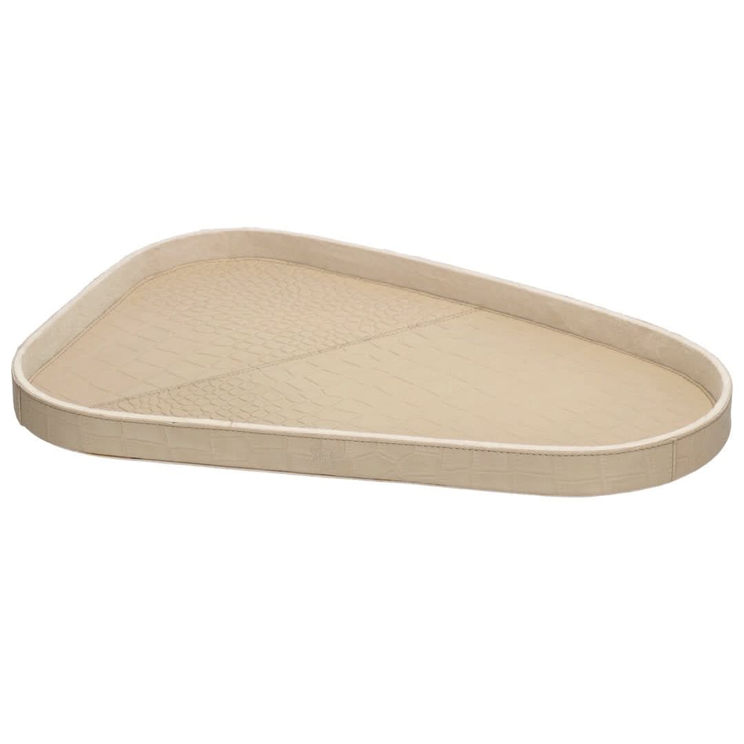Leder Deko-Tablett organisch croco - beige Deko-Tablett Chamada