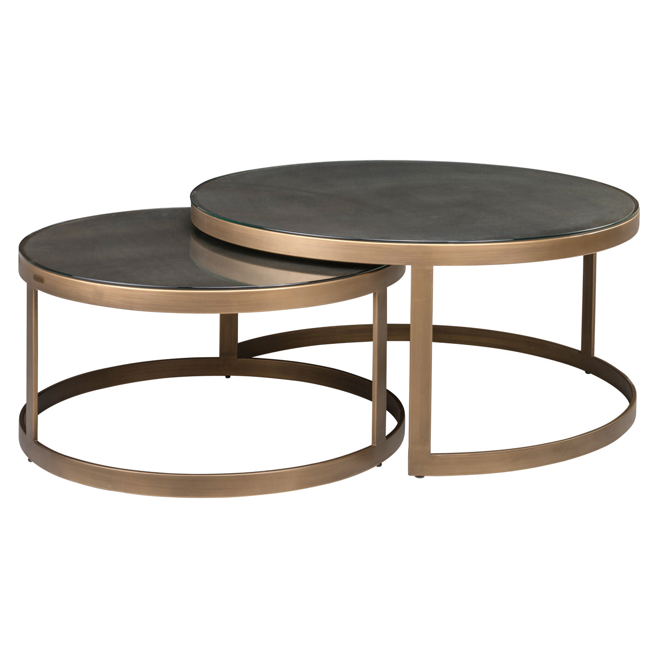 Richmond Interiors Couchtisch Bloomville brass shagreen incl. glass tops (Set of 2) Couchtisch Richmond Interiors