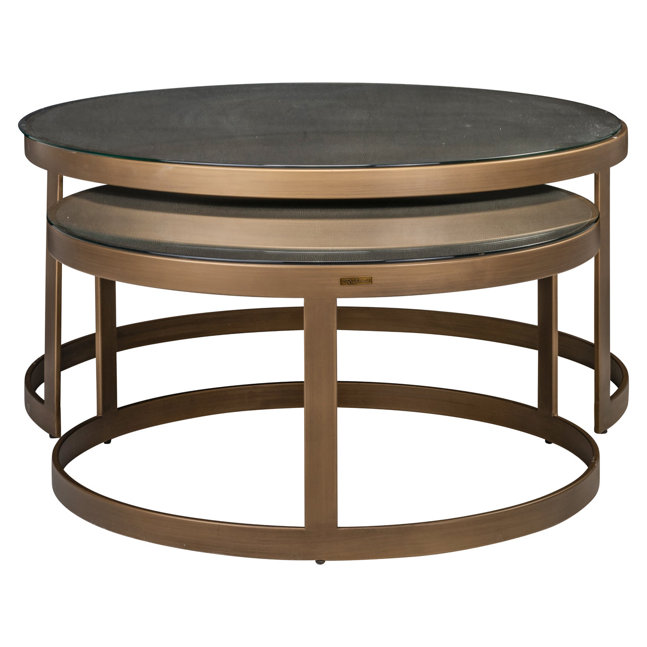 Richmond Interiors Couchtisch Bloomville brass shagreen incl. glass tops (Set of 2) Couchtisch Richmond Interiors