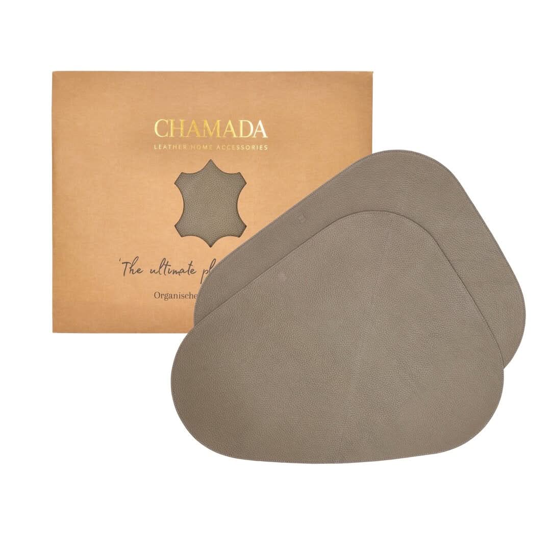 2er-Tischset Leder organisch - taupe Platzset Chamada