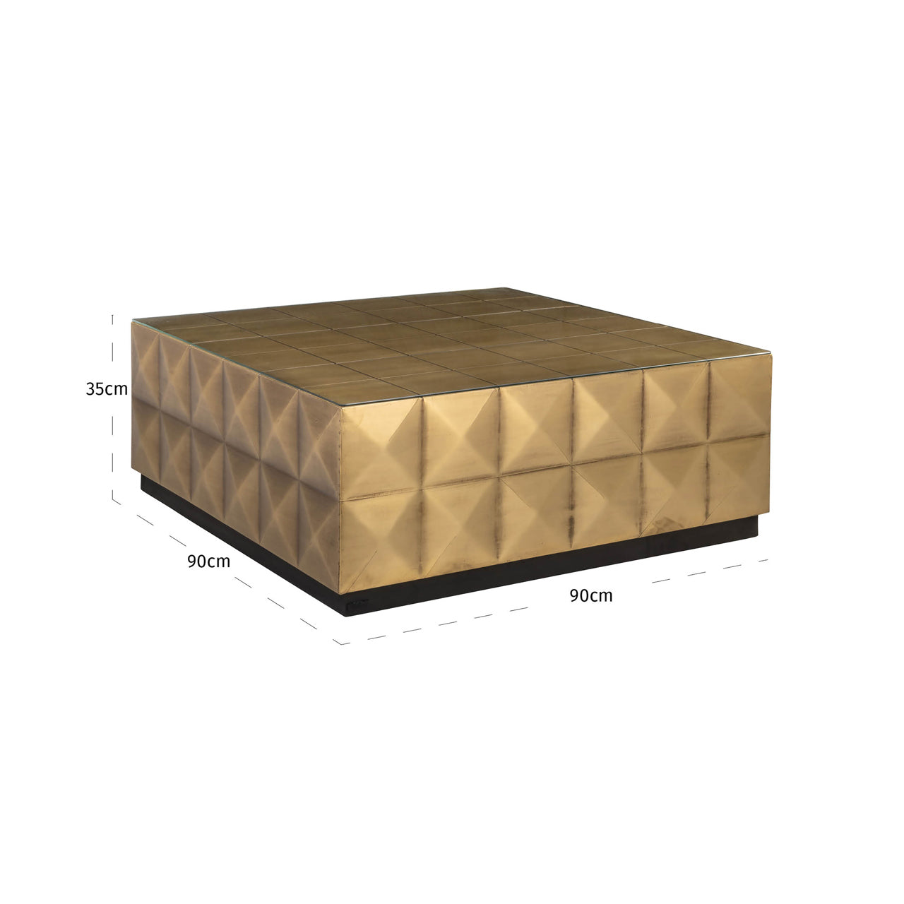 Richmond Interiors Couchtisch Collada brushed gold incl. glass top