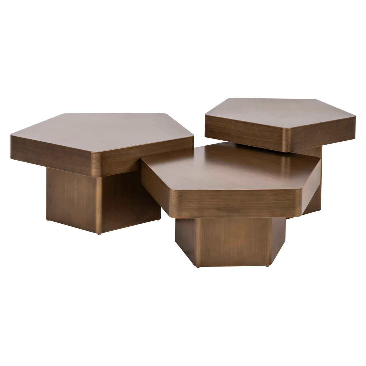 Richmond Interiors Couchtisch Hexa brushed gold (Set of 3) Couchtisch Richmond Interiors
