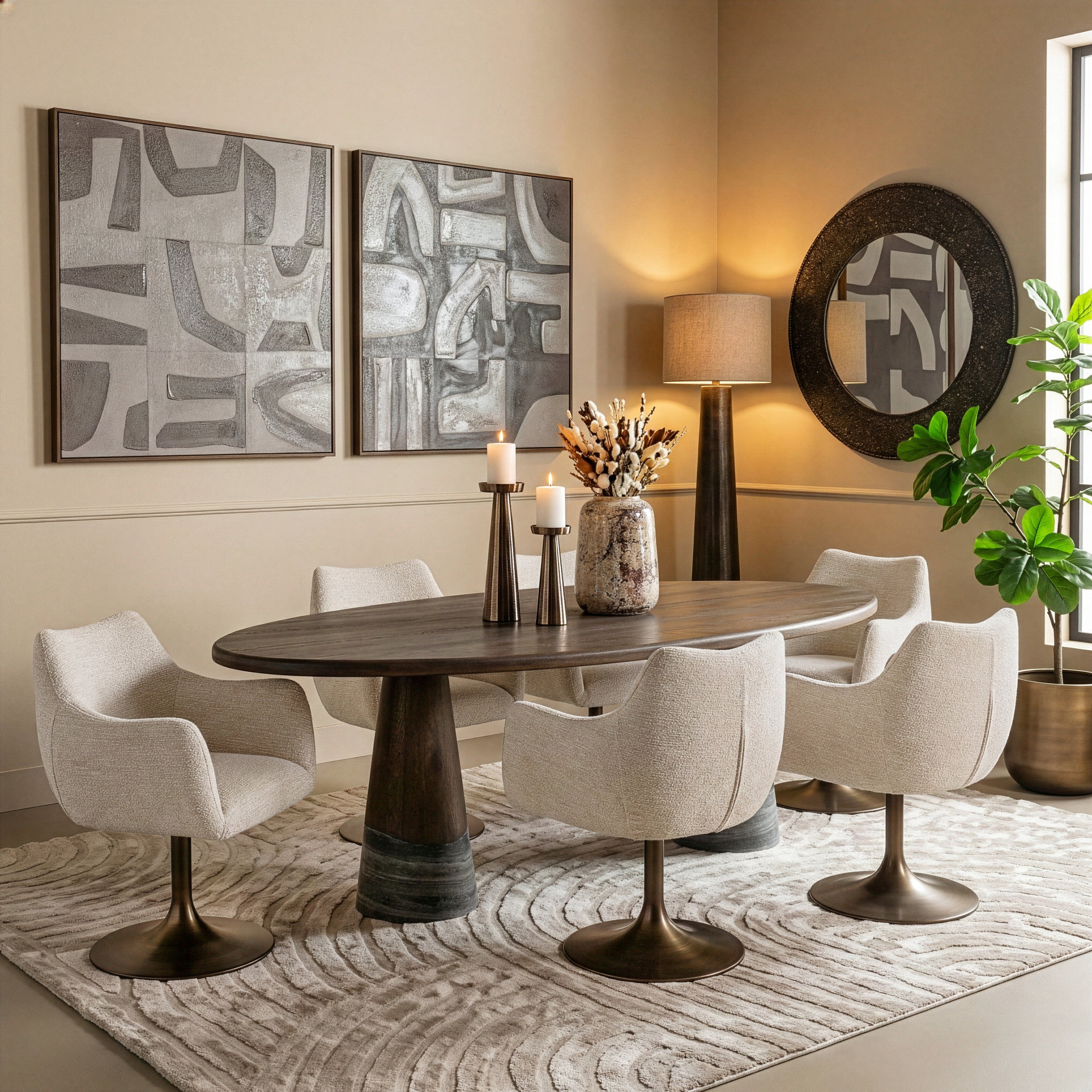 Richmond Interiors Esszimmerstuhl Aldo natural linear swivel Esszimmerstuhl Richmond Interiors