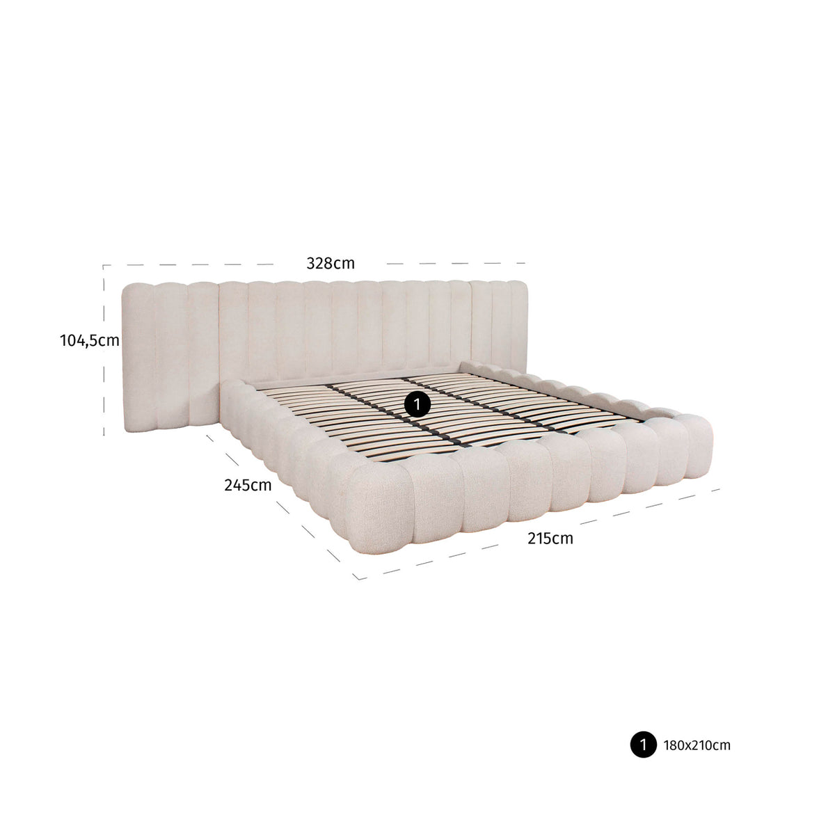 Richmond Interiors Bett Cupidon cream fancy 180x210 (mattress size (excl.)) with storage Richmond Interiors