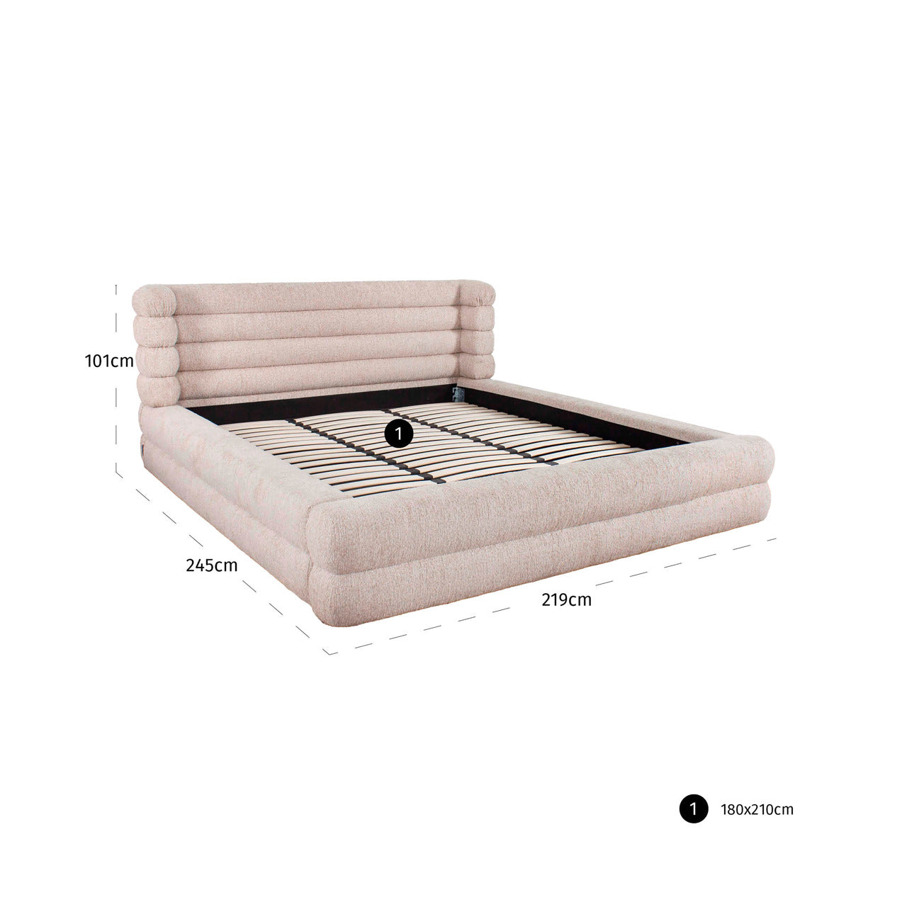Richmond Interiors Bett Obidis natural linear 180x210 (mattress size (excl.)) with storage Bett Richmond Interiors
