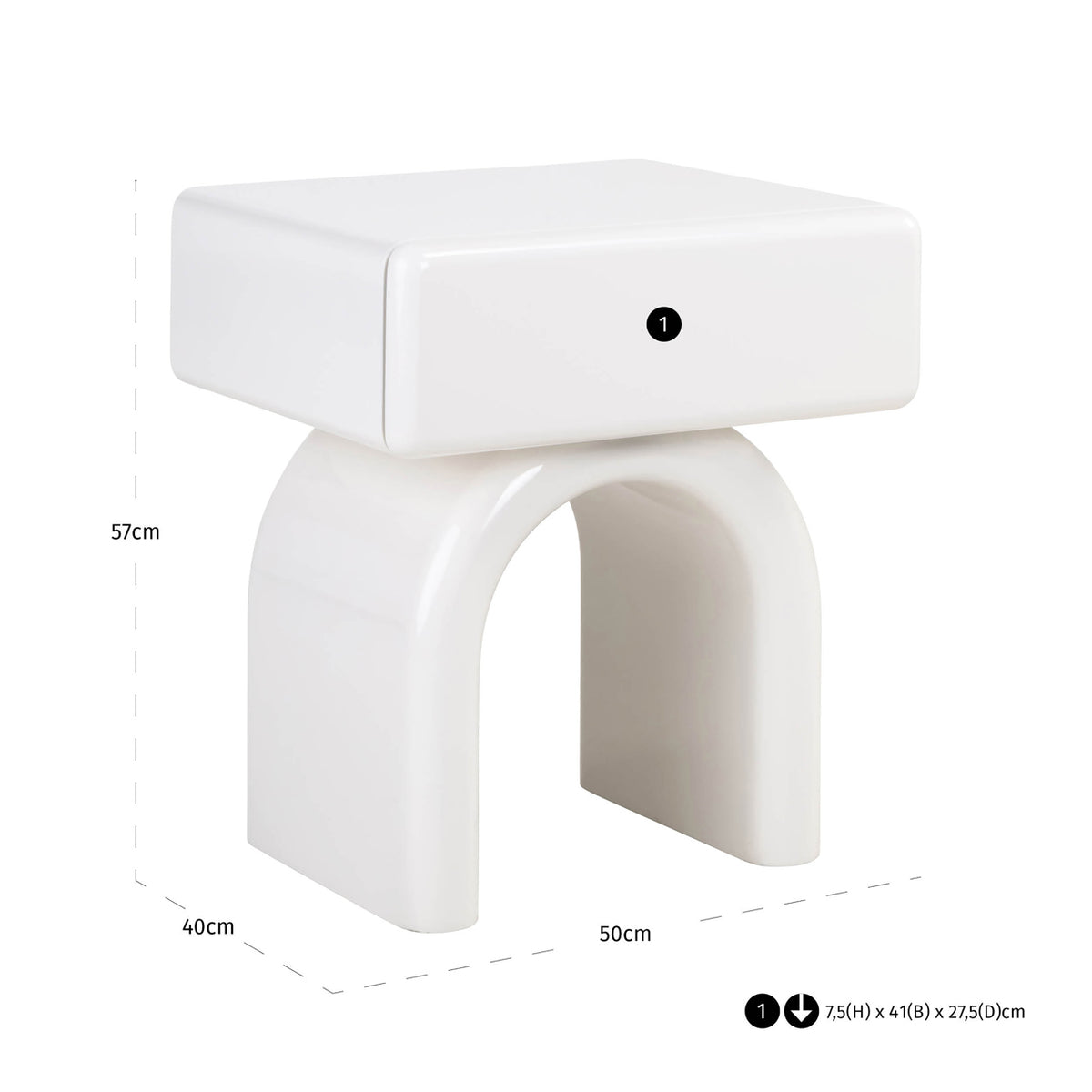 Richmond Interiors Nachttisch Bennet coconut milk 1-drawer Richmond Interiors
