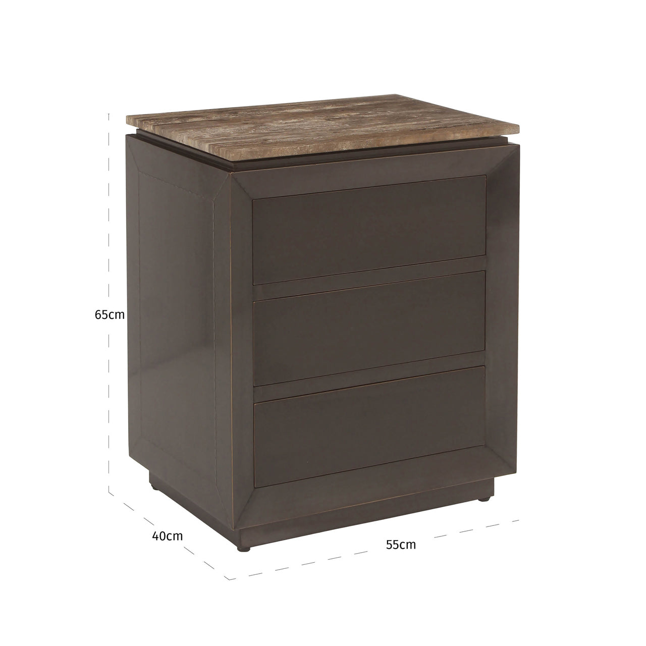 Richmond Interiors bedside table Russo ash brown 3-drawers