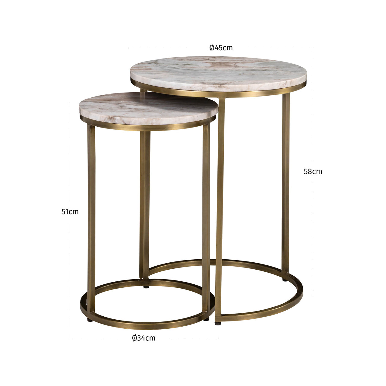 Richmond Interiors Beistelltisch Bottega Blush beige (Set of 2) Beistelltisch Richmond Interiors