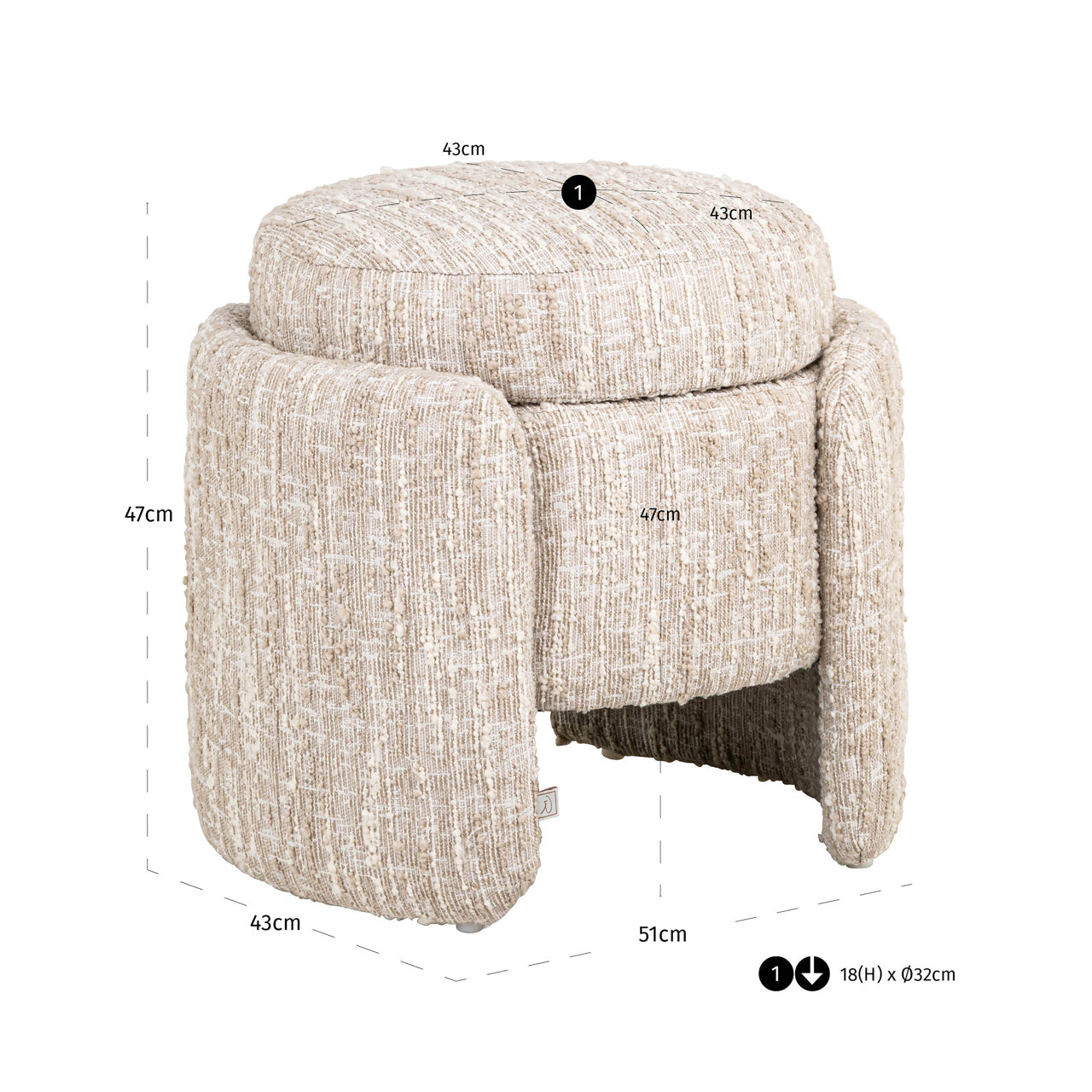 Richmond Interiors Hocker & Fußbank Cupid beige angora with storage Hocker & Fußbank Richmond Interiors