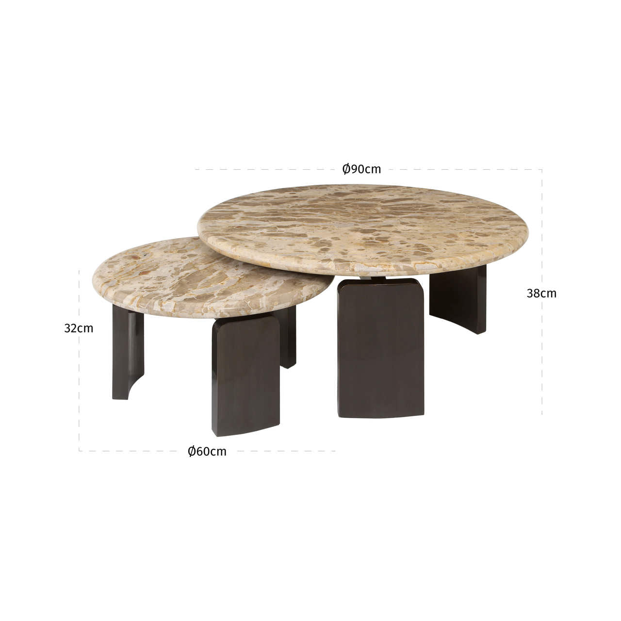 Richmond Interiors Couchtisch Bayonne bronze (Set of 2) Couchtisch Richmond Interiors