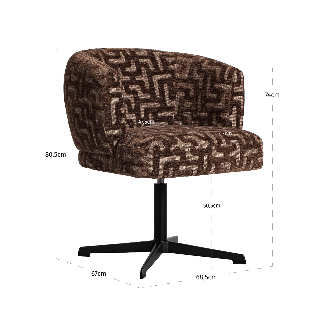 Richmond Interiors Esszimmerstuhl Dinan brown labyrinth fire retardant - swivel Esszimmerstuhl Richmond Interiors