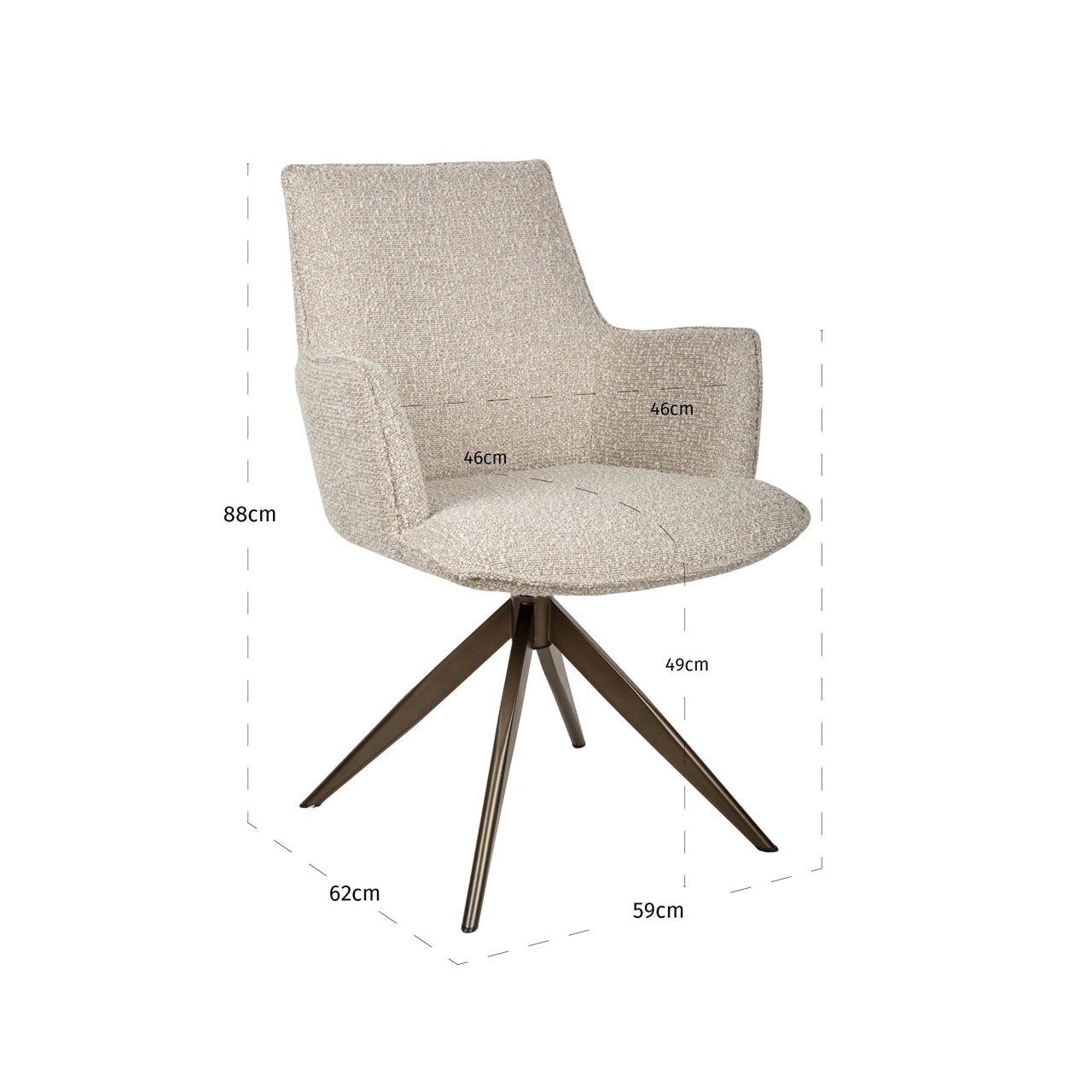 Richmond Interiors Esszimmerstuhl Dakota natural chunky swivel with arm