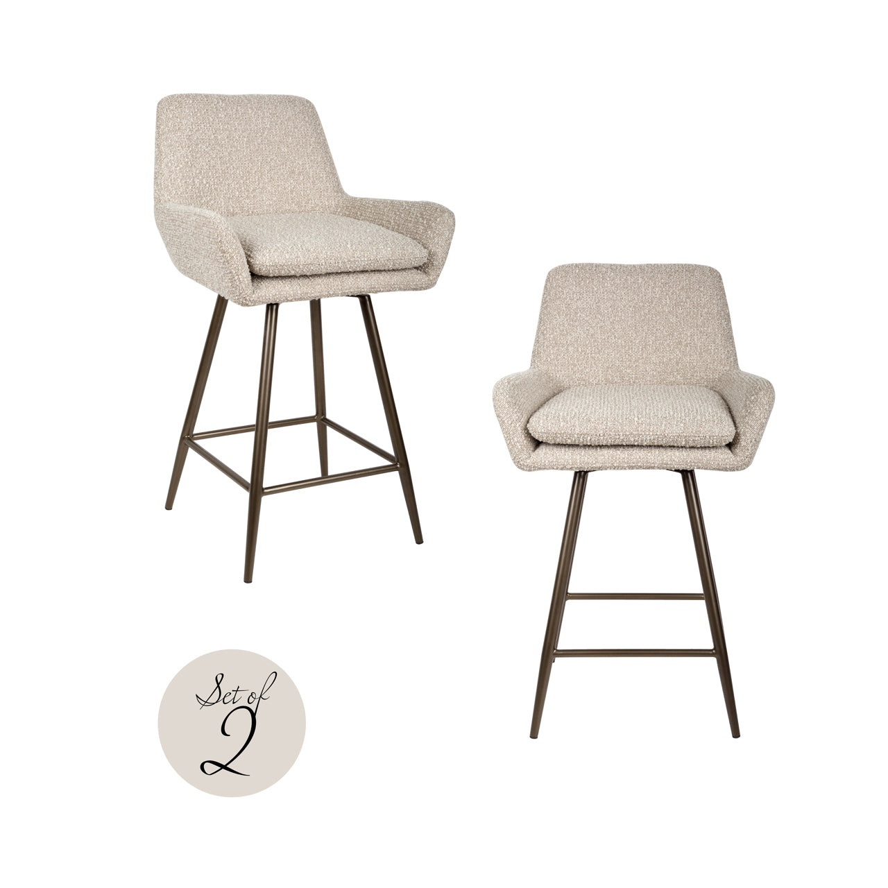 Richmond Interiors Thekenstuhl Linsey natural chunky swivel (Set of 2) Thekenstuhl Richmond Interiors