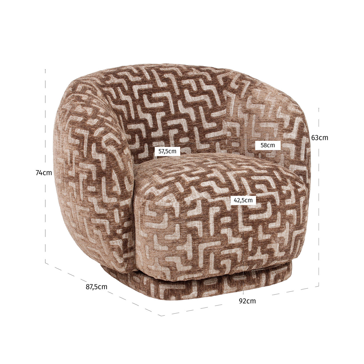 Richmond Interiors Lounge Stuhl Negreslo brown labyrinth swivel Lounge Stuhl Richmond Interiors