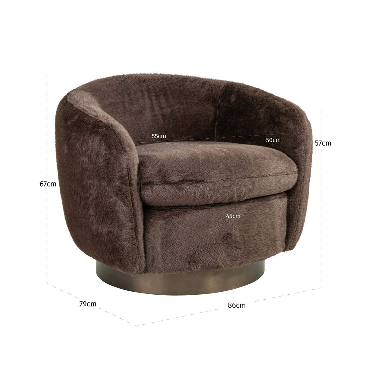 Richmond Interiors Lounge Stuhl Colmar chocolat fluffy swivel Richmond Interiors