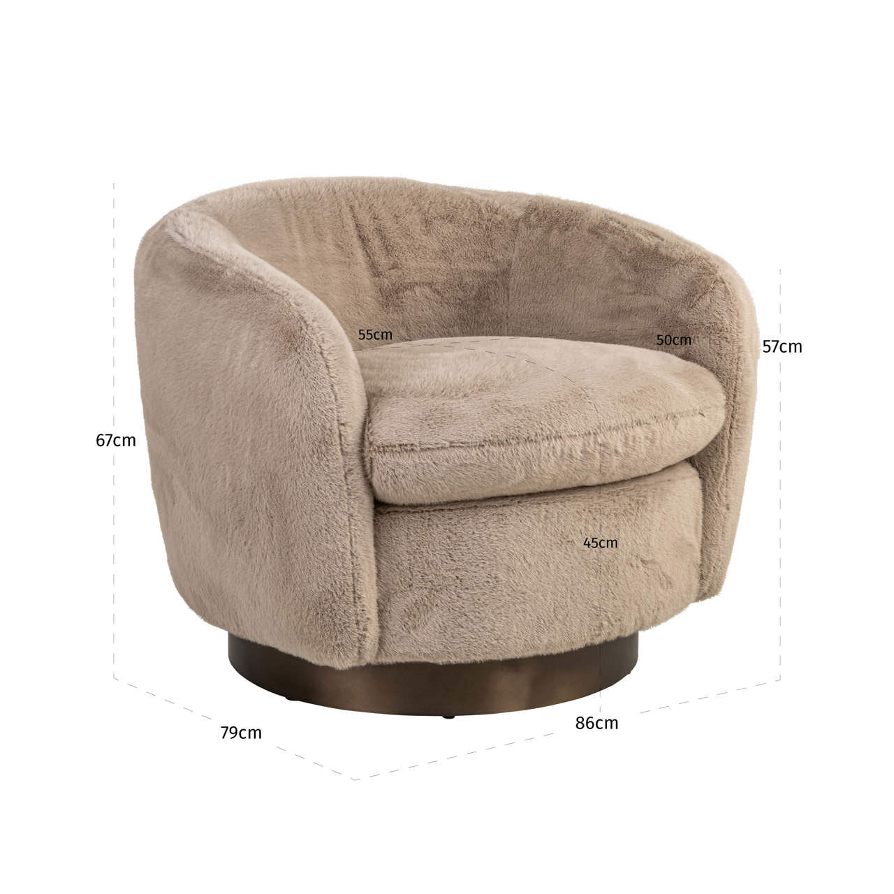 Richmond Interiors Lounge Stuhl Colmar khaki fluffy swivel Richmond Interiors