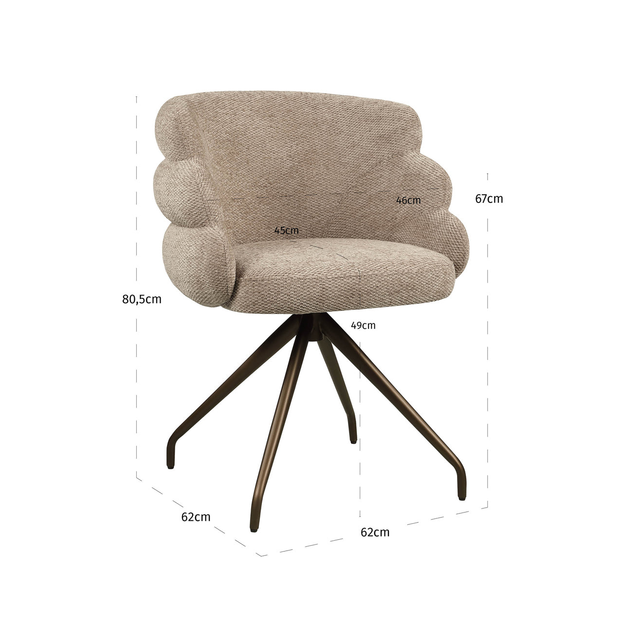 Richmond Interiors Esszimmerstuhl Kayla mocca boldweave swivel Esszimmerstuhl Richmond Interiors