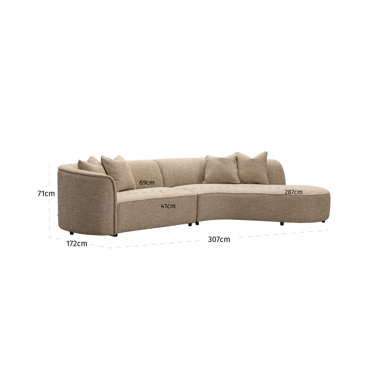 Richmond Interiors Sofa Romero sand tweed ottoman right fire retardant Sofa Richmond Interiors