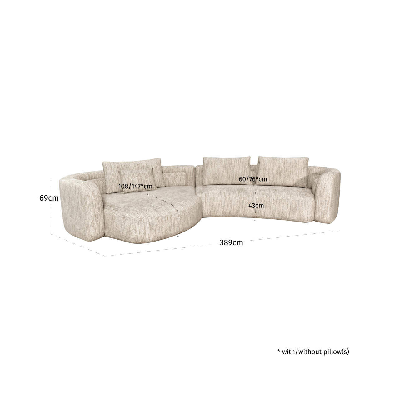 Richmond Interiors Sofa Angusto natural softweave lounge left