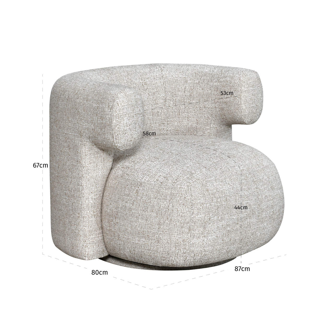 Richmond Interiors Lounge Stuhl Talley cream tweed swivel