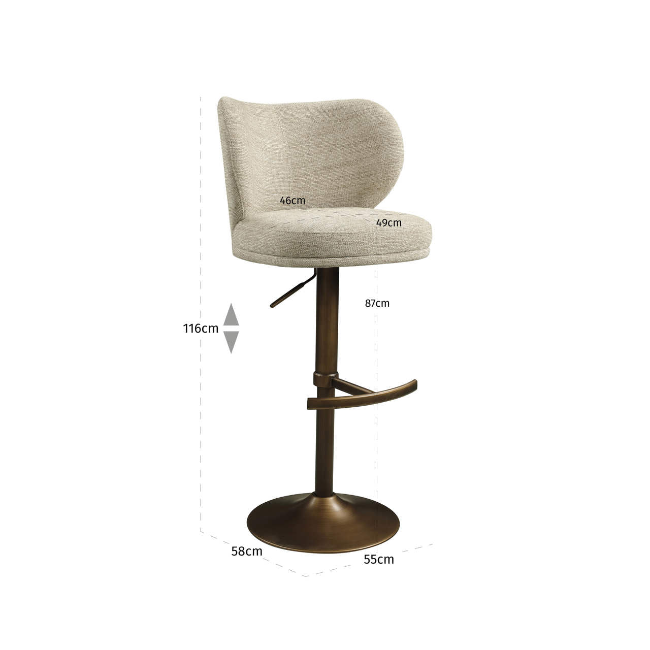 Richmond Interiors Barhocker Amely natural softweave swivel