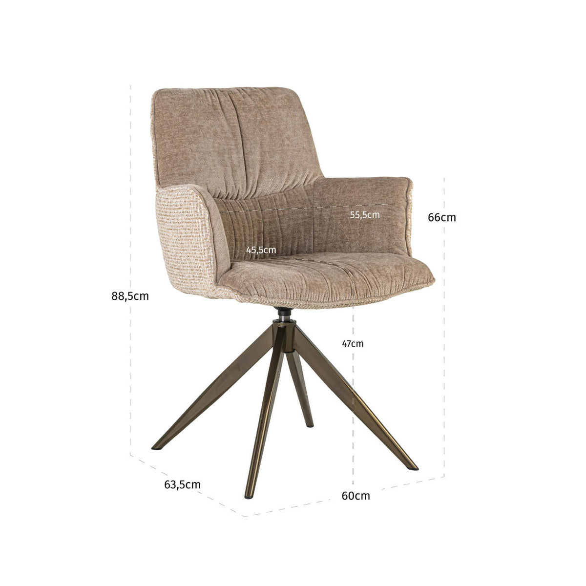 Richmond Interiors Esszimmerstuhl Chase cream blockweave swivel Richmond Interiors